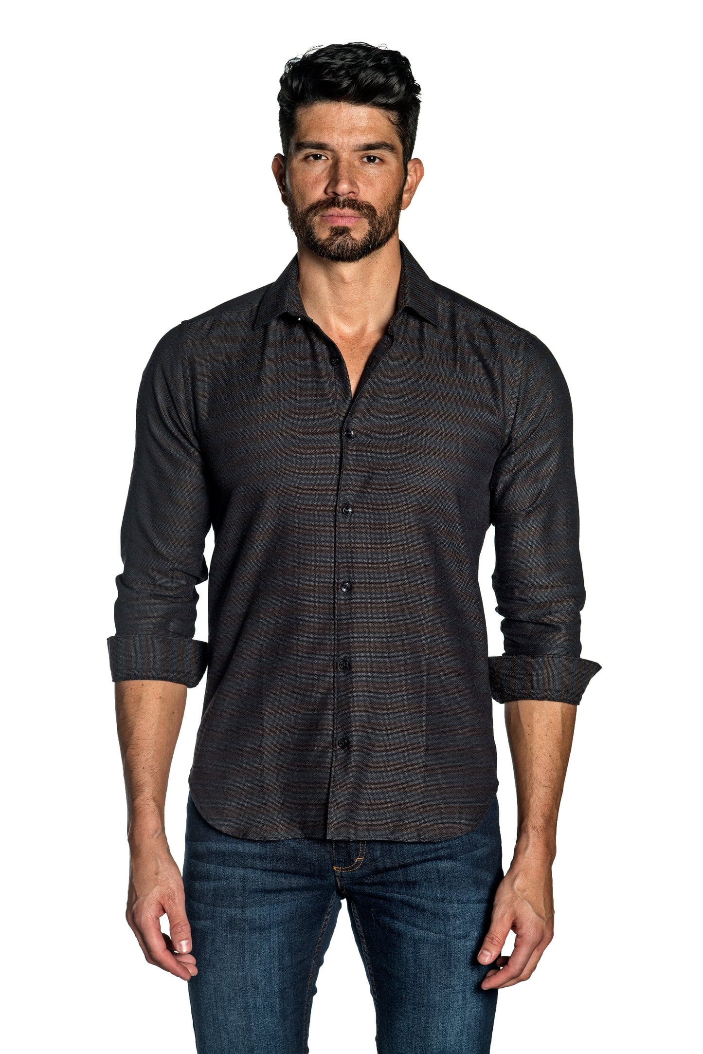 Dark Brown Mens Shirt T-6511.