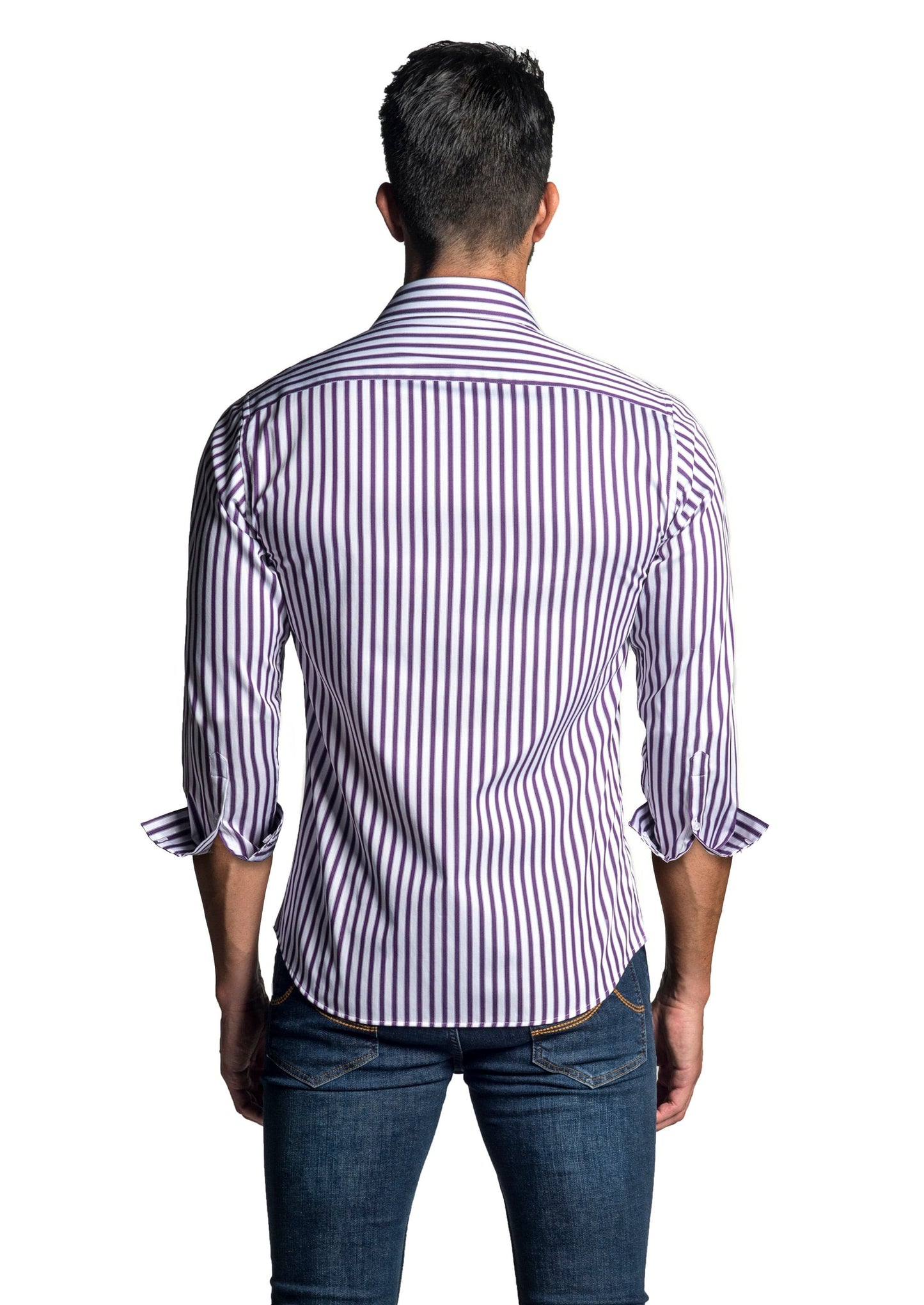 White + Purple Long Sleeve Shirt T-6610 - Back - Jared Lang