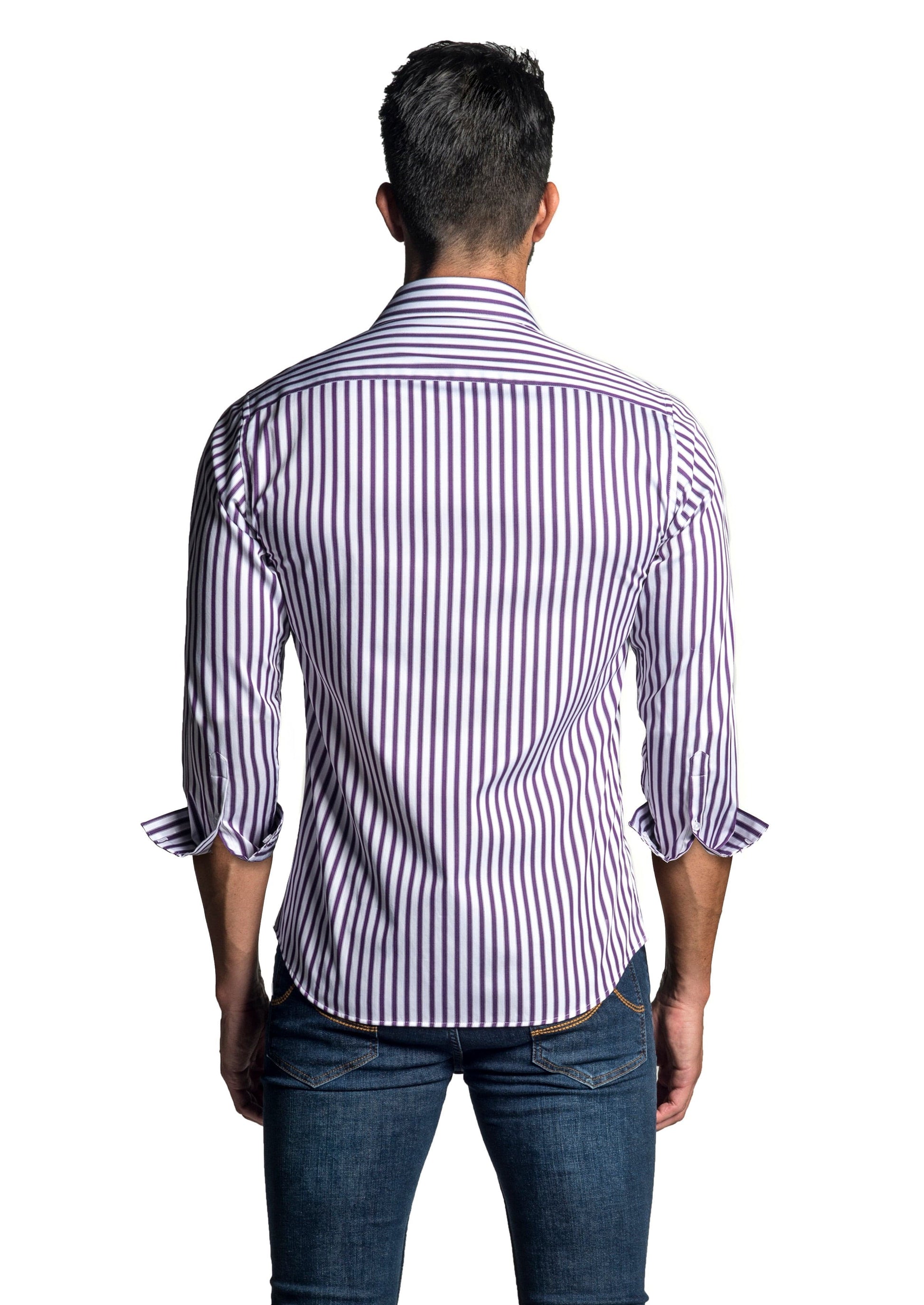 White + Purple Long Sleeve Shirt T-6610 - Back - Jared Lang