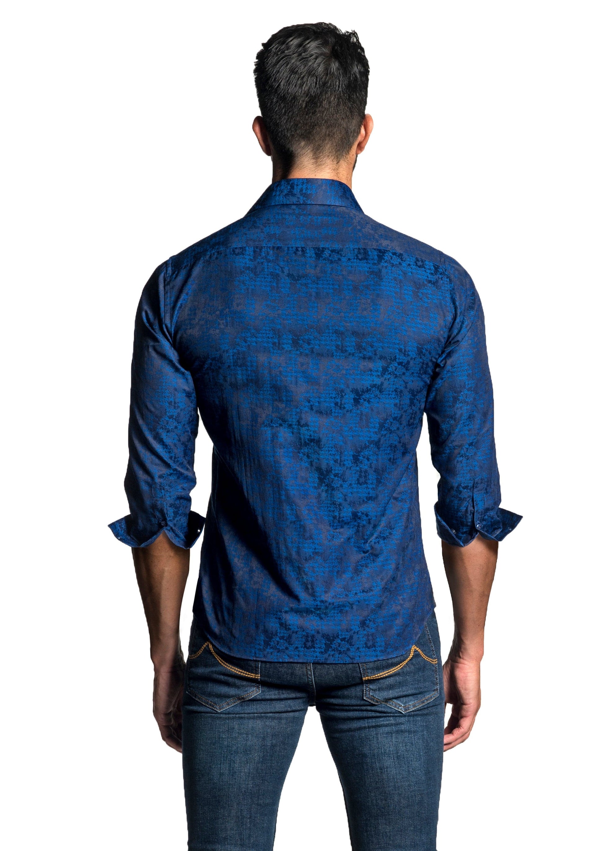Dark Navy Long Sleeve Shirt T-6645 - Back - Jared Lang
