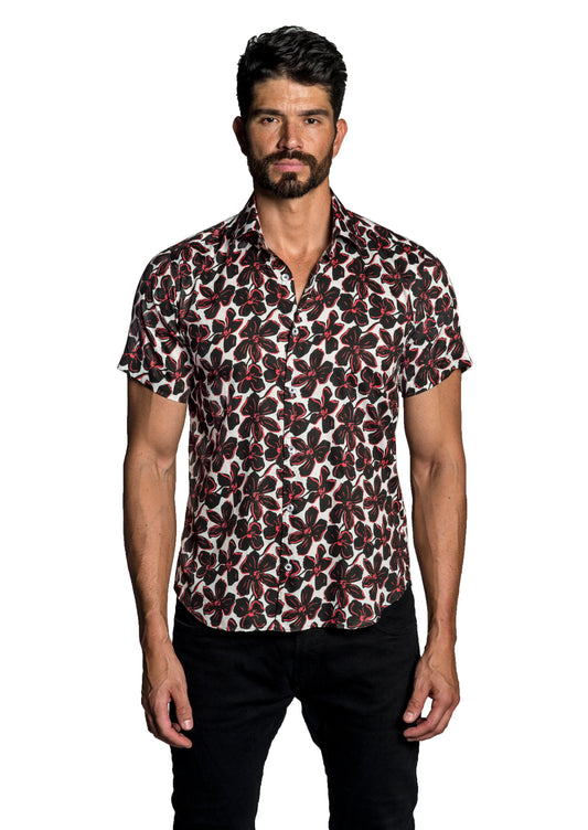 White - Black Short Sleeve Shirt T-6669SS - Front - Jared Lang