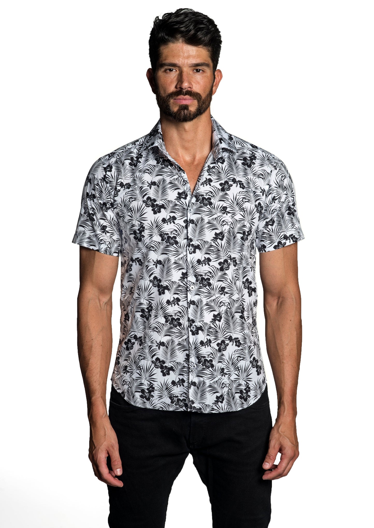 White - Black Short Sleeve Shirt T-6670SS - Front - Jared Lang