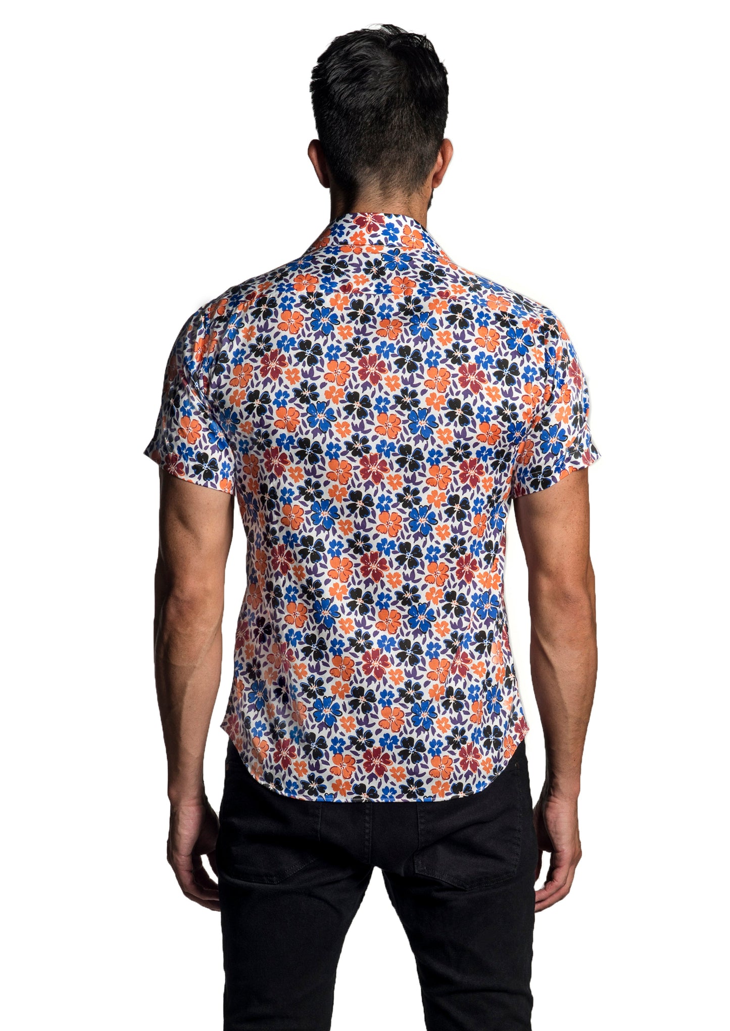 White - Blue Short Sleeve Shirt T-6672SS - Back - Jared Lang