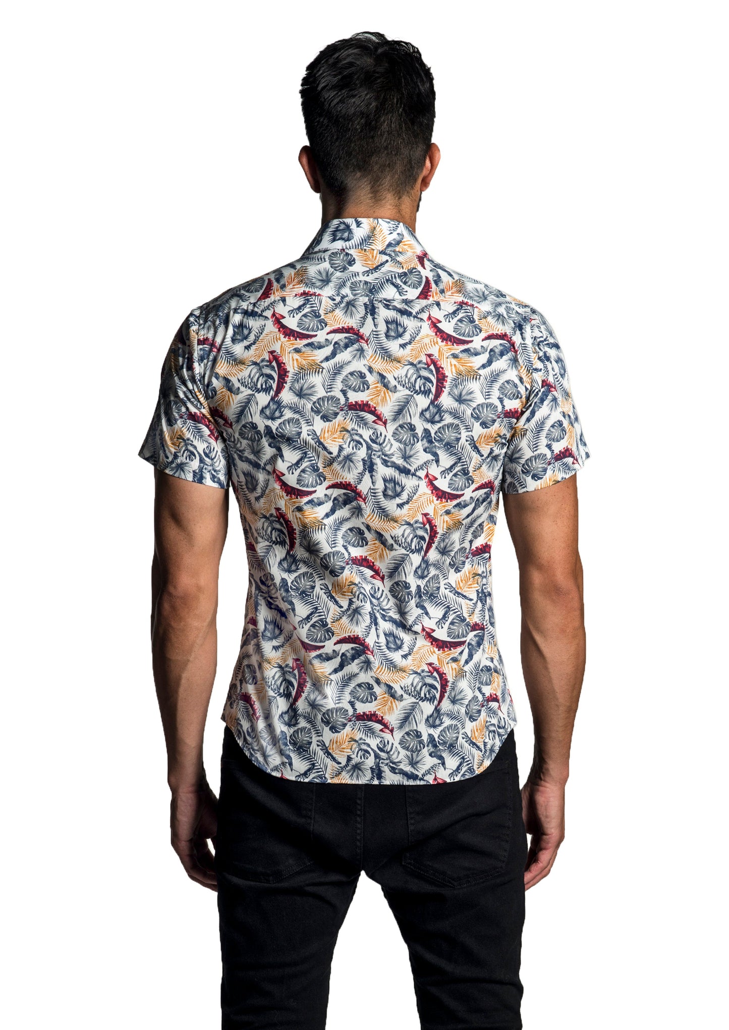 White Multi Short Sleeve Shirt T-6673SS - Back - Jared Lang