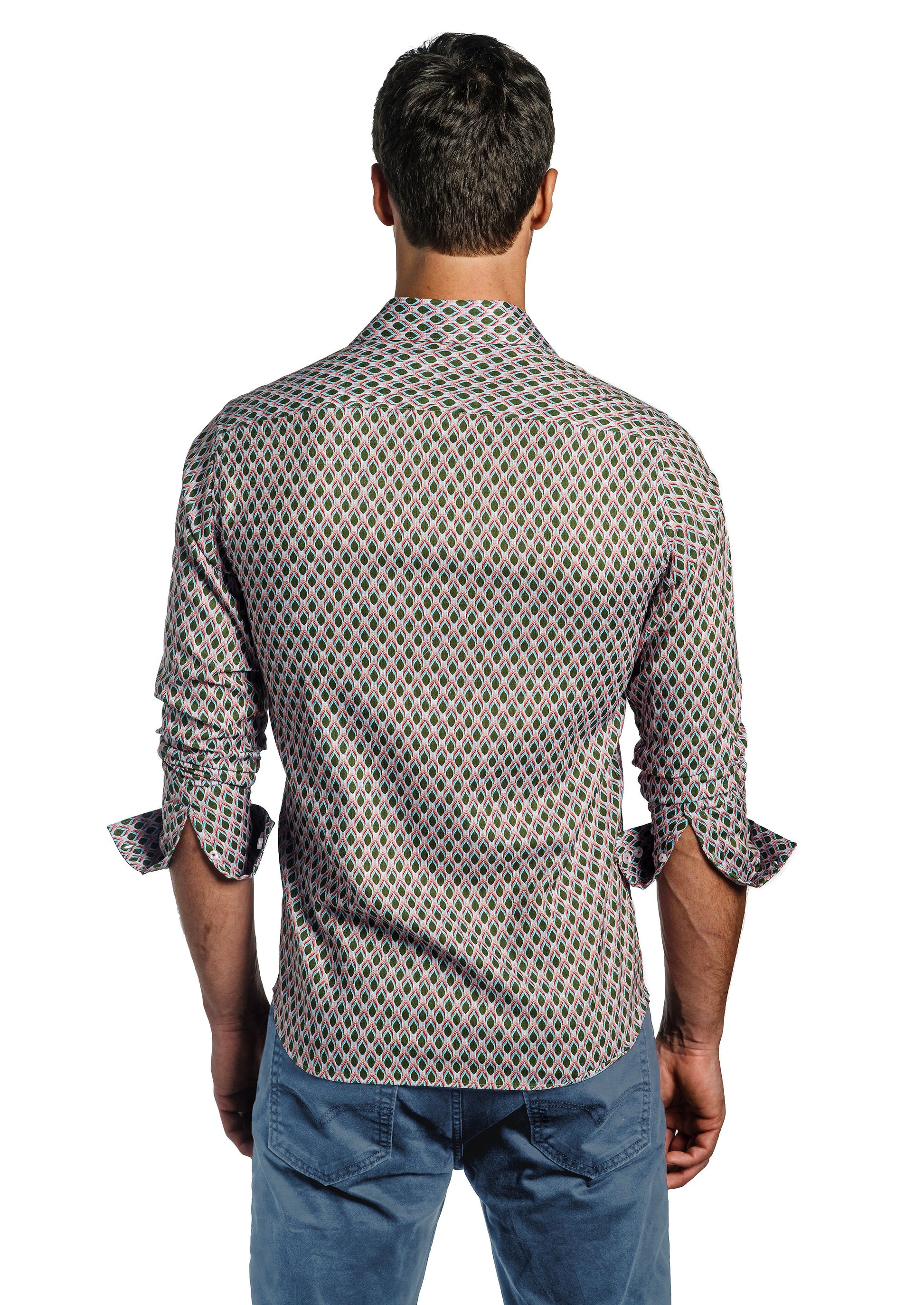 Blue Multi Long Sleeve Shirt T-6681 Back