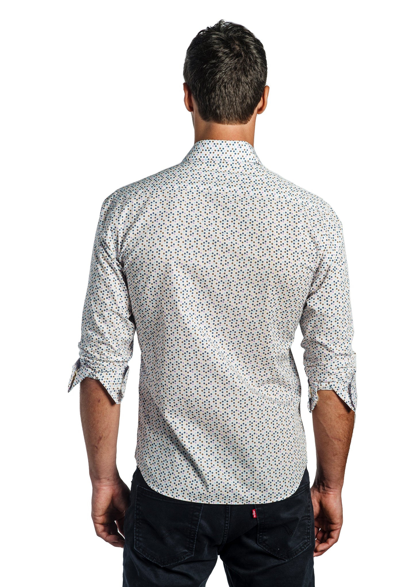 White Print Long Sleeve Shirt T-6697 Back