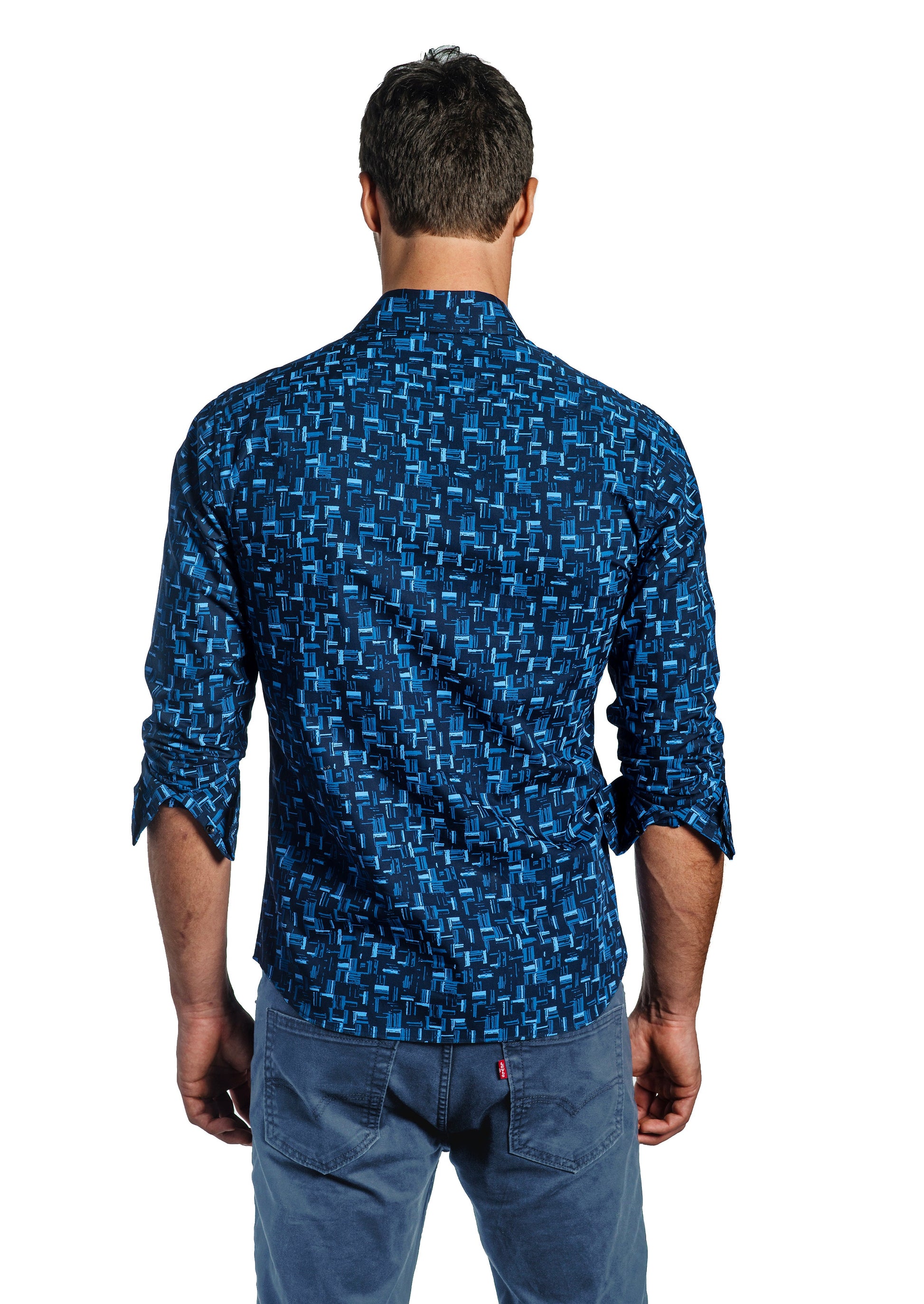 Dark Navy Long Sleeve Shirt T-6698 Back