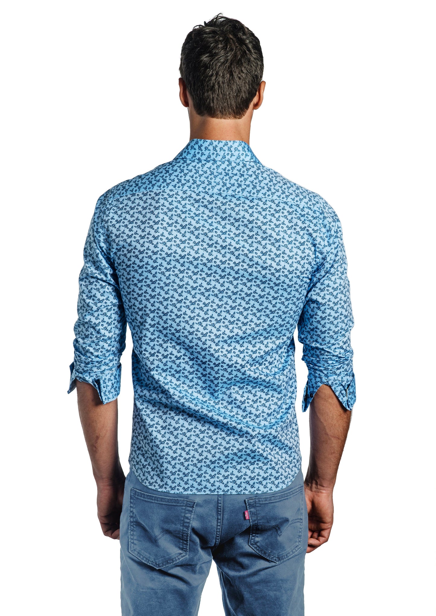 Blue Long Sleeve Shirt T-6705 Back