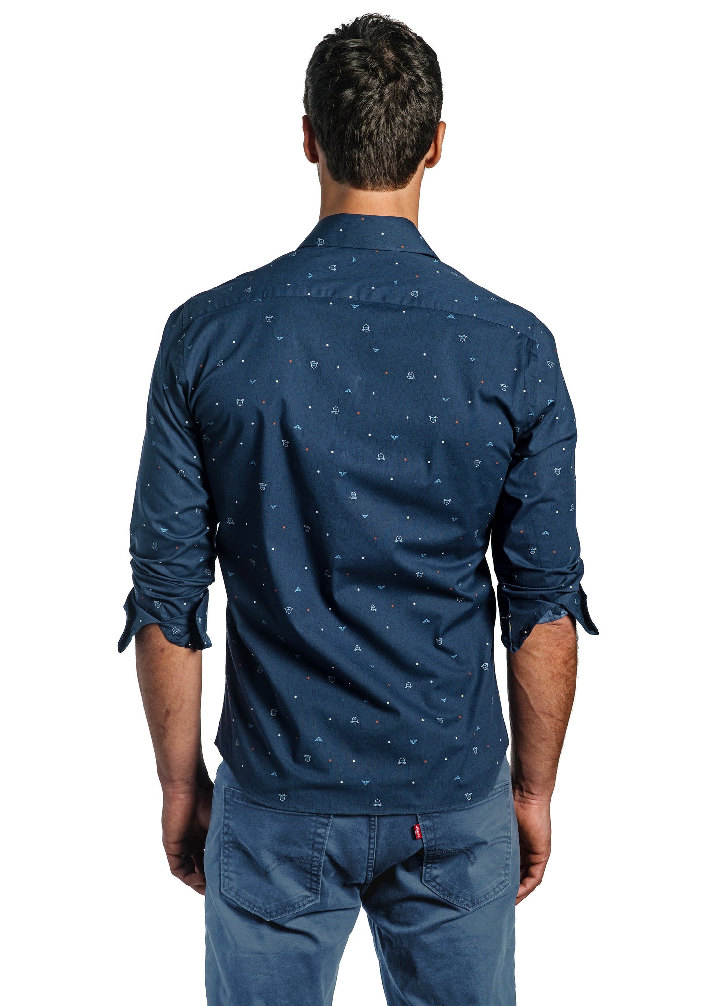 Dark Navy Long Sleeve Shirt T-6713 Back