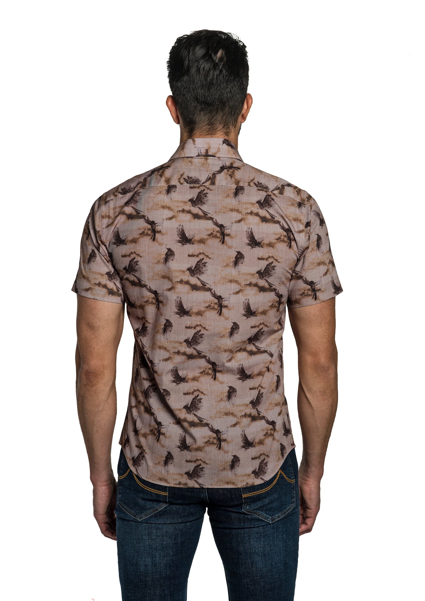 Brown Short Sleeve Shirt T-6750SS Back