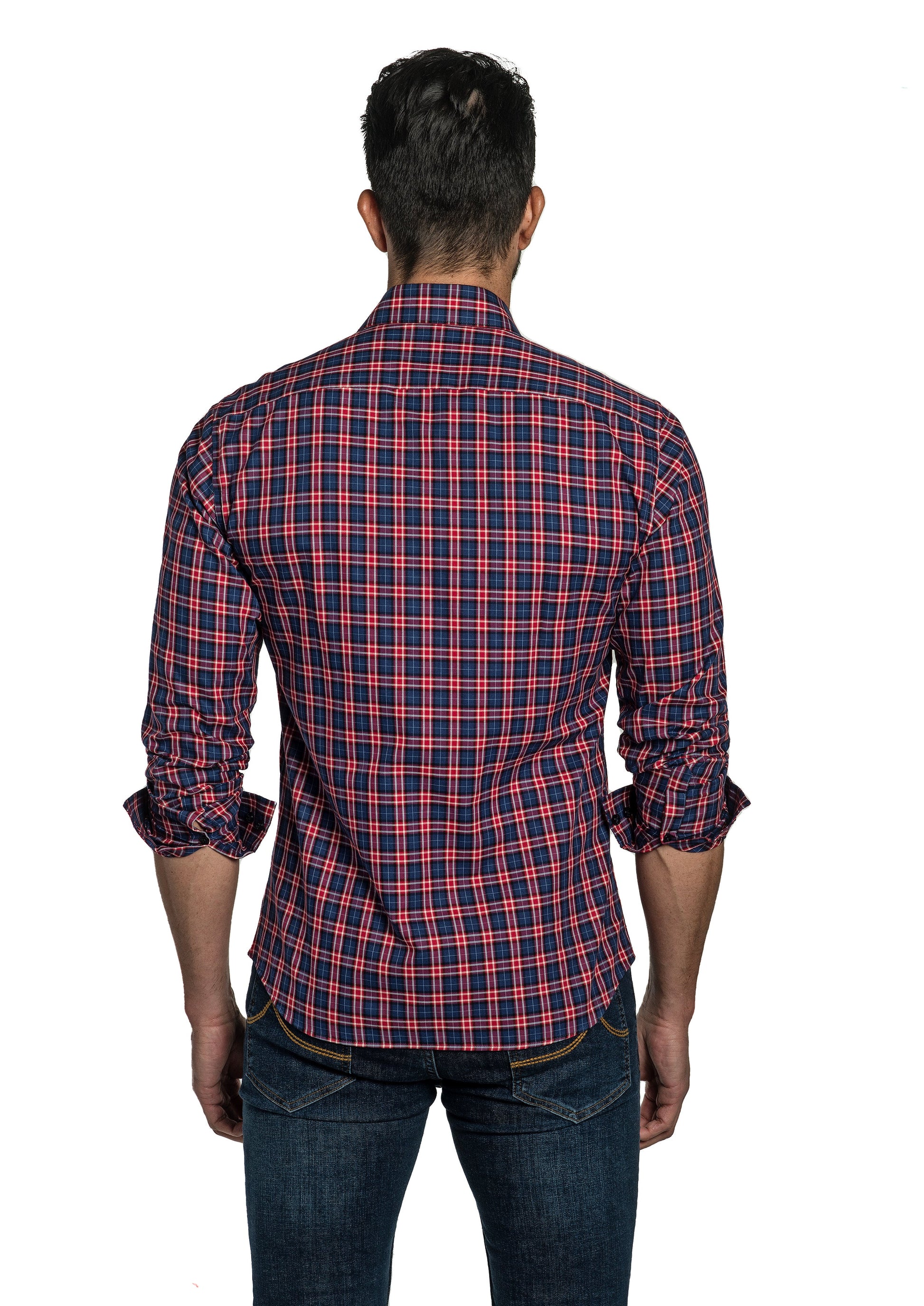 Blue Red Long Sleeve Shirt T-6758 Back