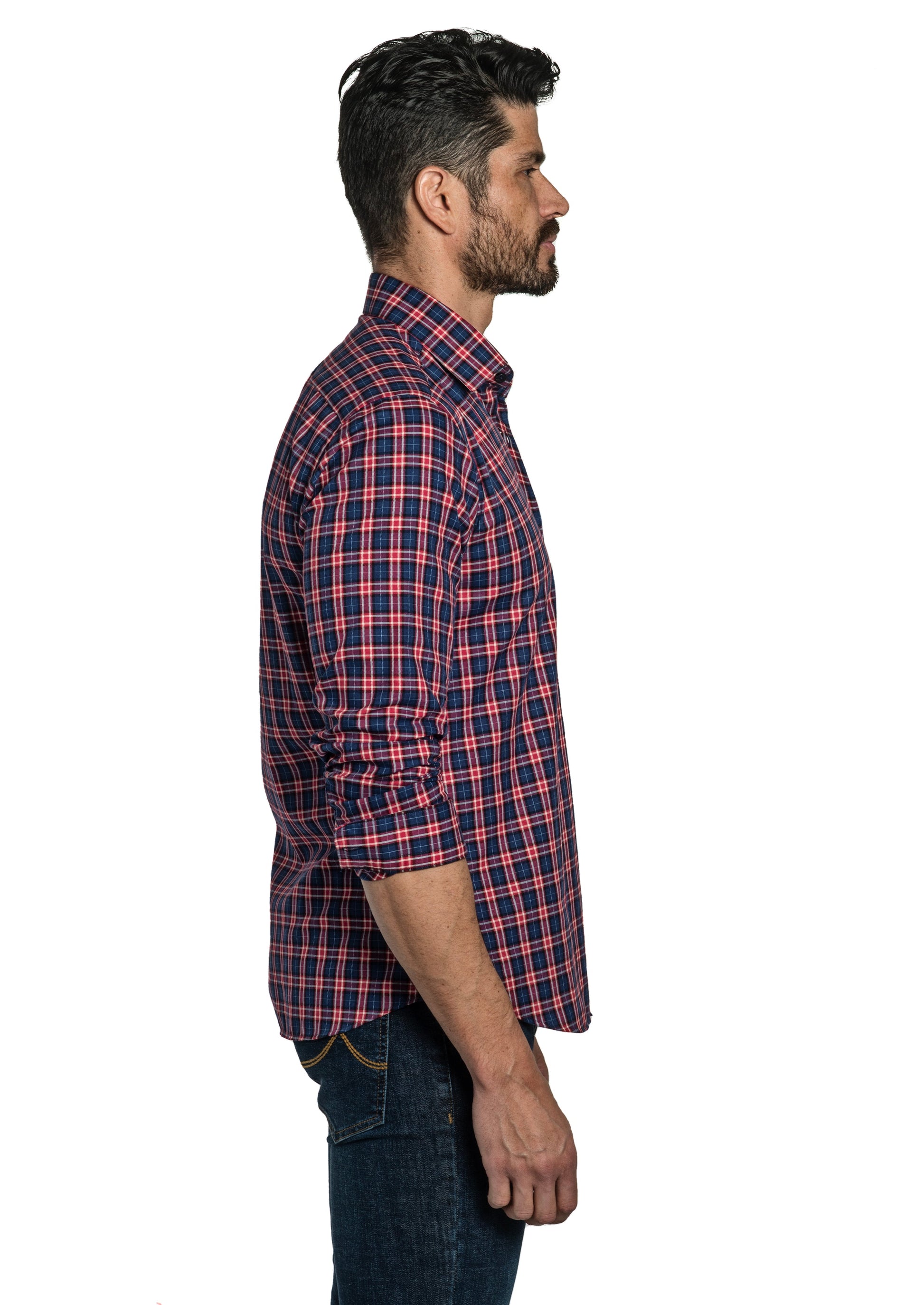 Blue Red Long Sleeve Shirt T-6758 Side