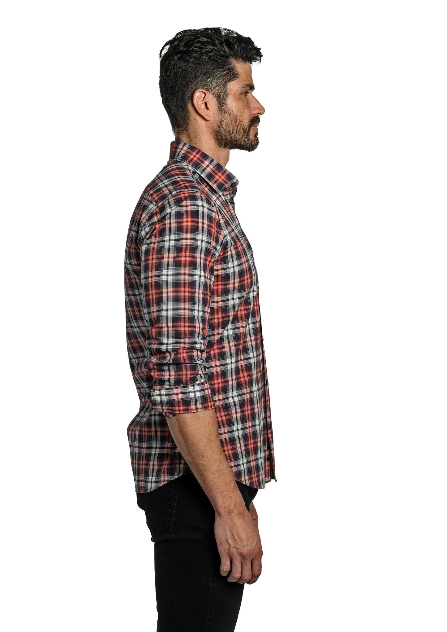 Red Check Long Sleeve Shirt T-6761 Side