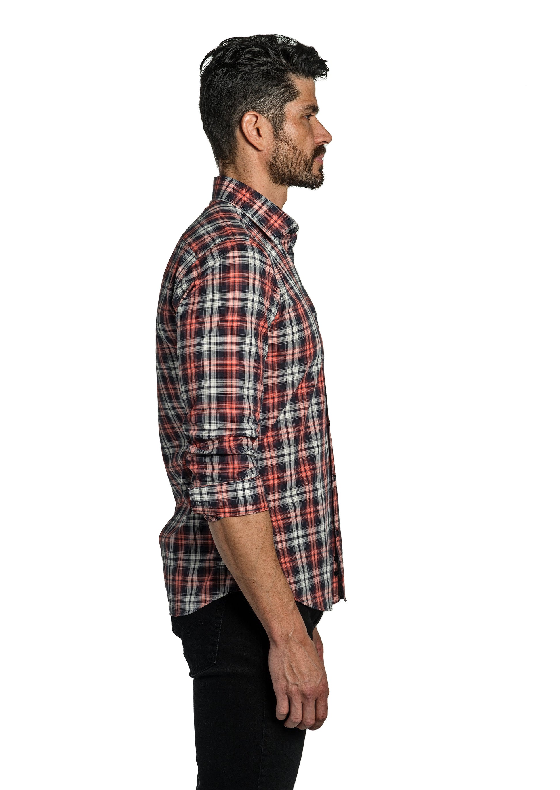 Red Check Long Sleeve Shirt T-6761 Side