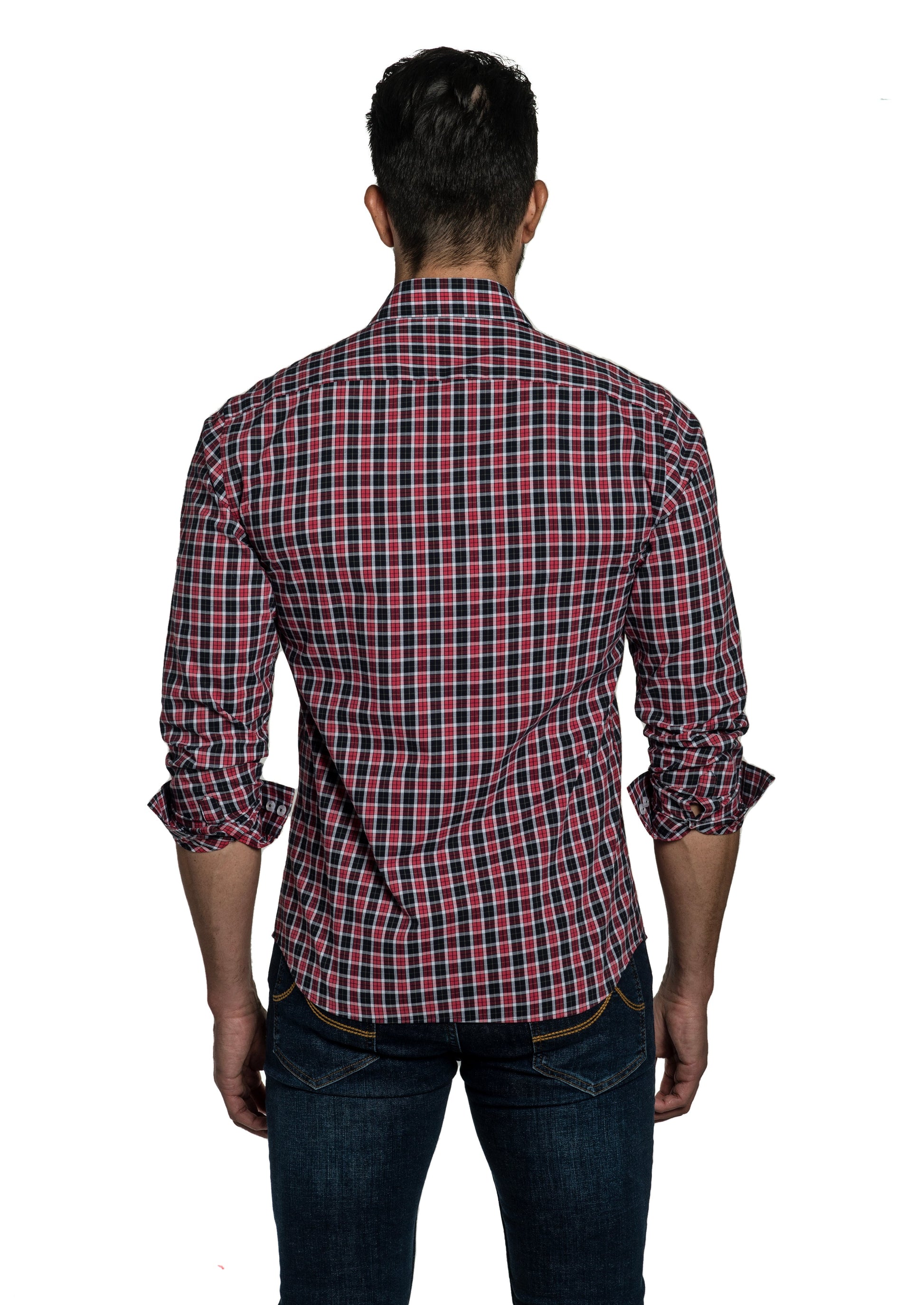 Red + Black Long Sleeve Shirt T-6762 Back
