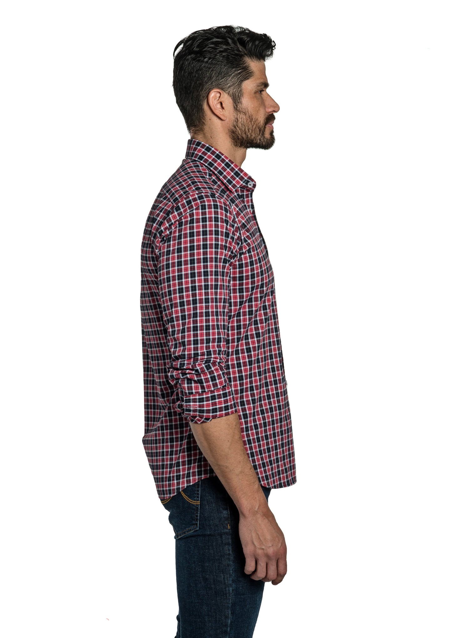 Red + Black Long Sleeve Shirt T-6762 Side