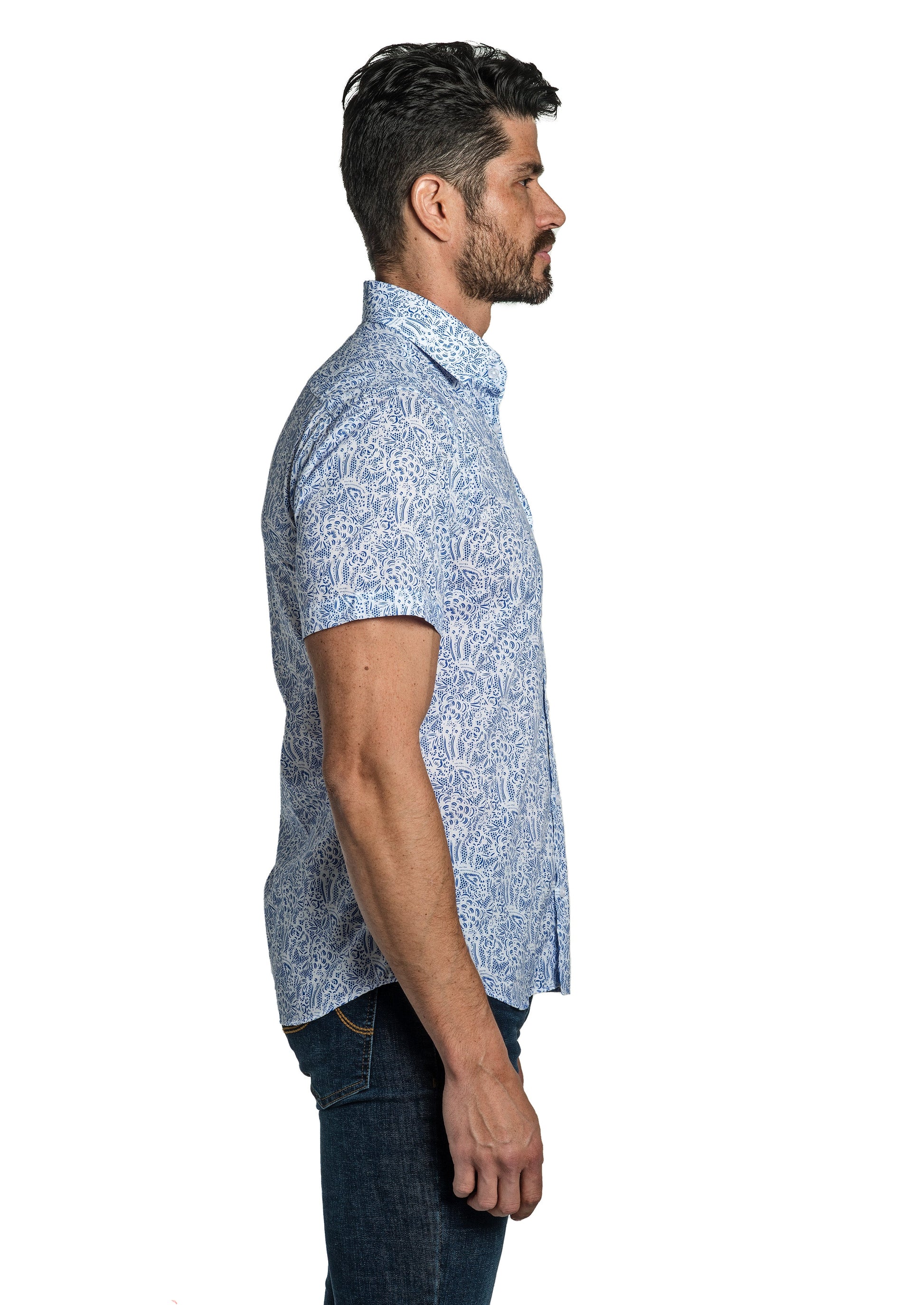 White Short Sleeve Shirt T-6767SS Side