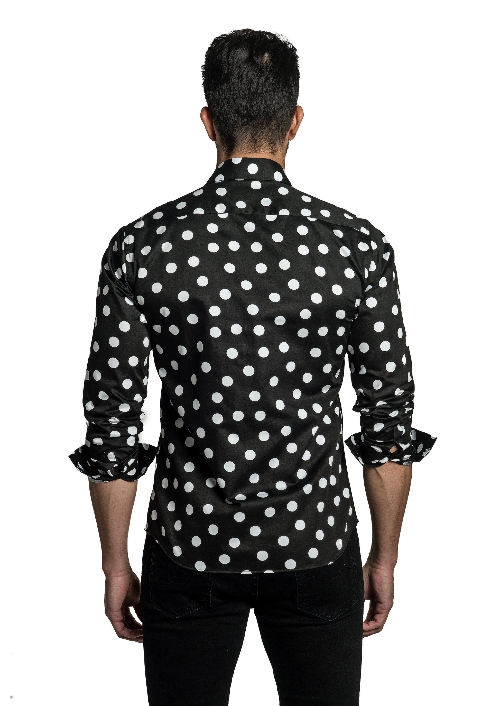 Black + White Long Sleeve Shirt T-6779 Back
