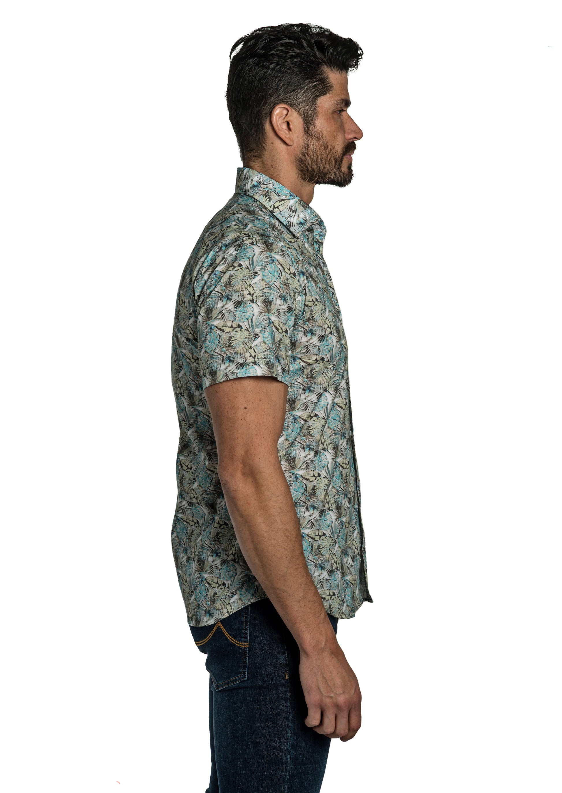 Off White Floral Short  Sleeve T-6780SS Side
