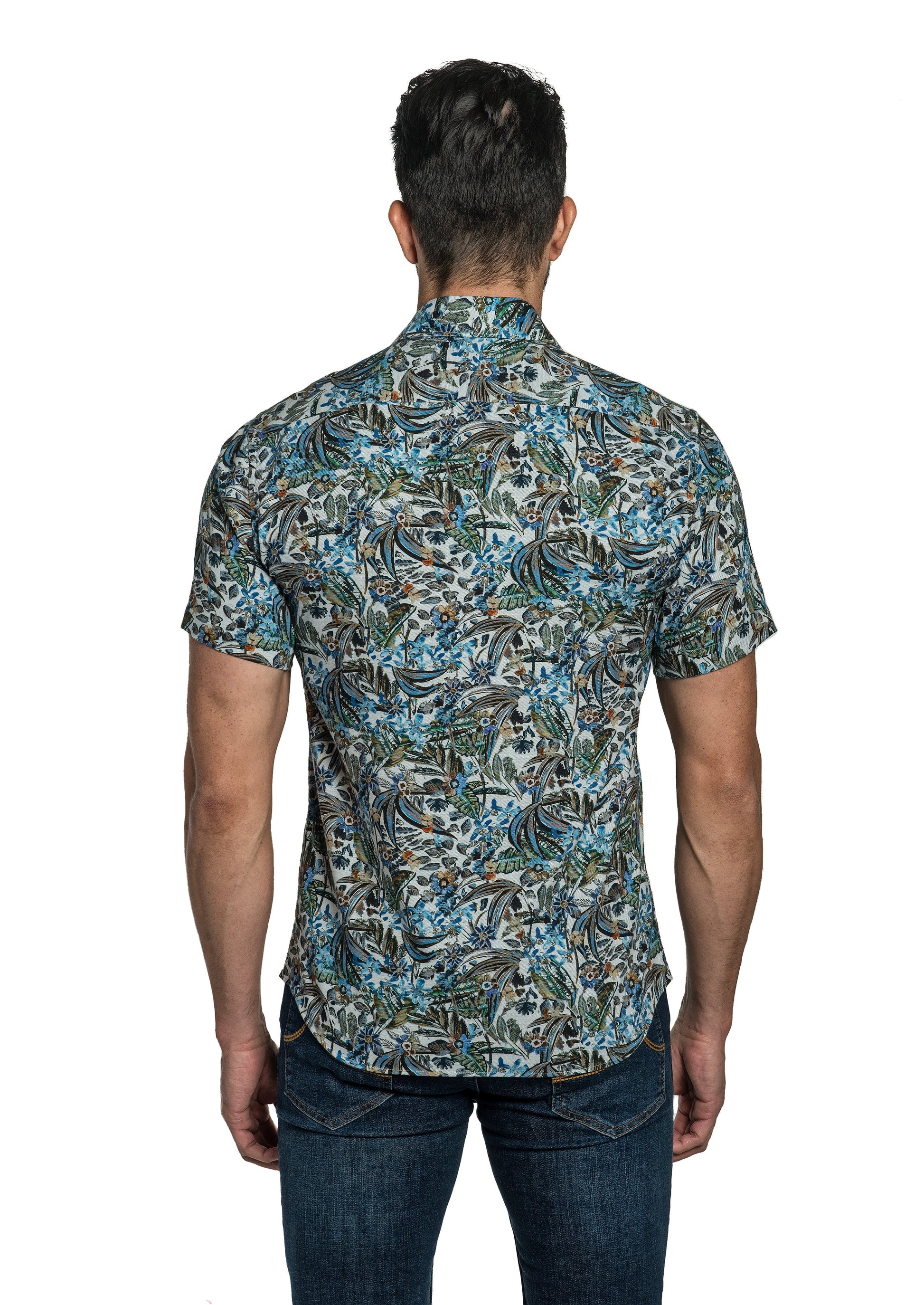 Dark Navy Print Short Sleeve Shirt T-6781SS Back