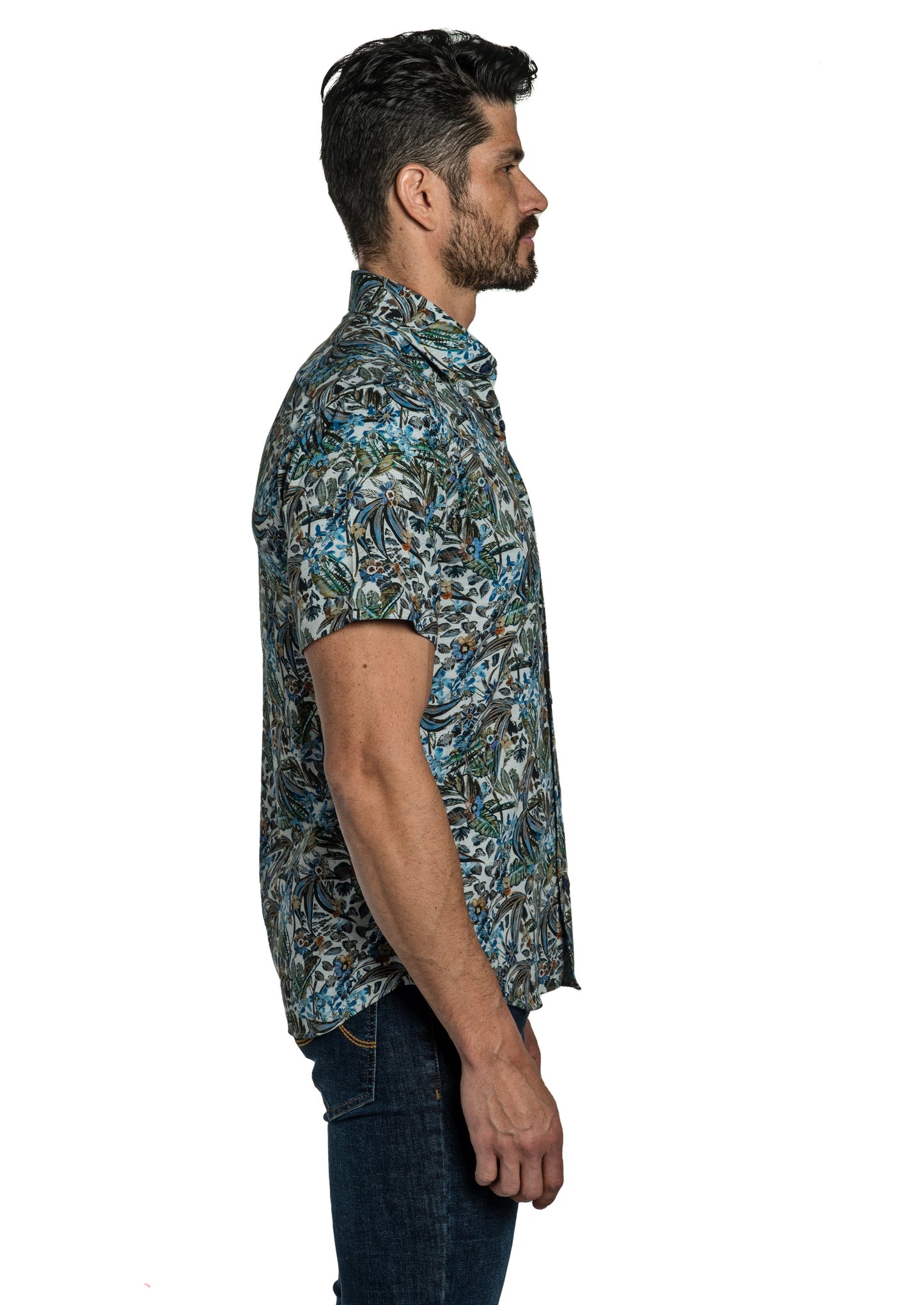 Dark Navy Print Short Sleeve T-6781SS Side