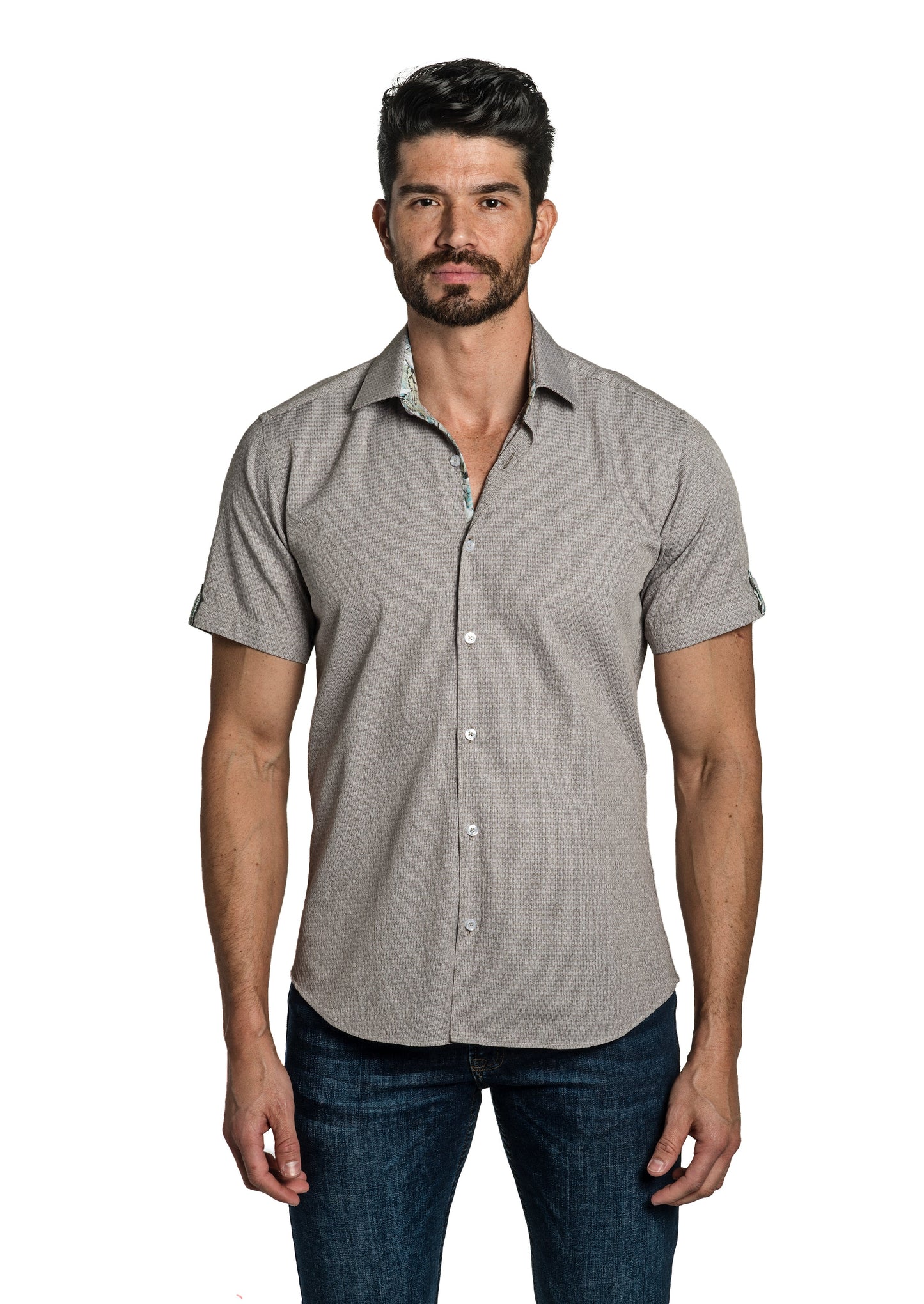 Brown Short Sleeve Shirt T-6785SS Front