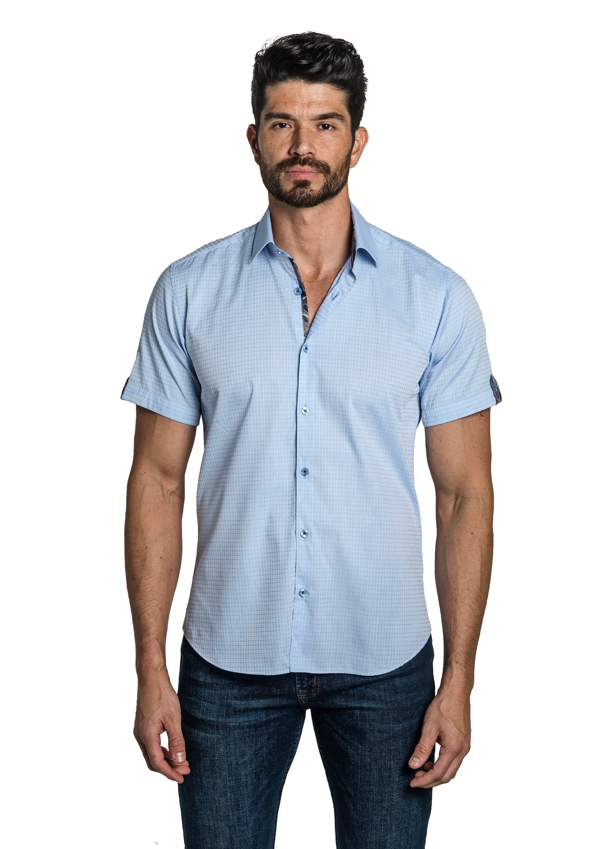Light Blue Short Sleeve Shirt T-6786SS Front