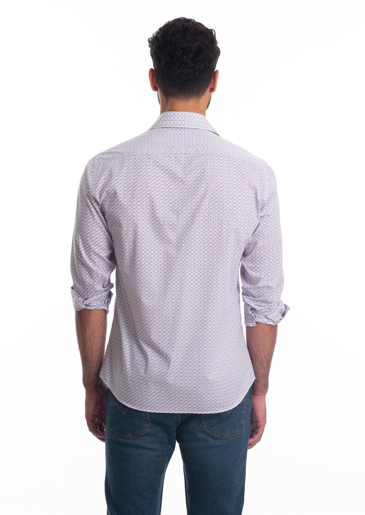 White Print Long Sleeve Shirt T-6800 Back