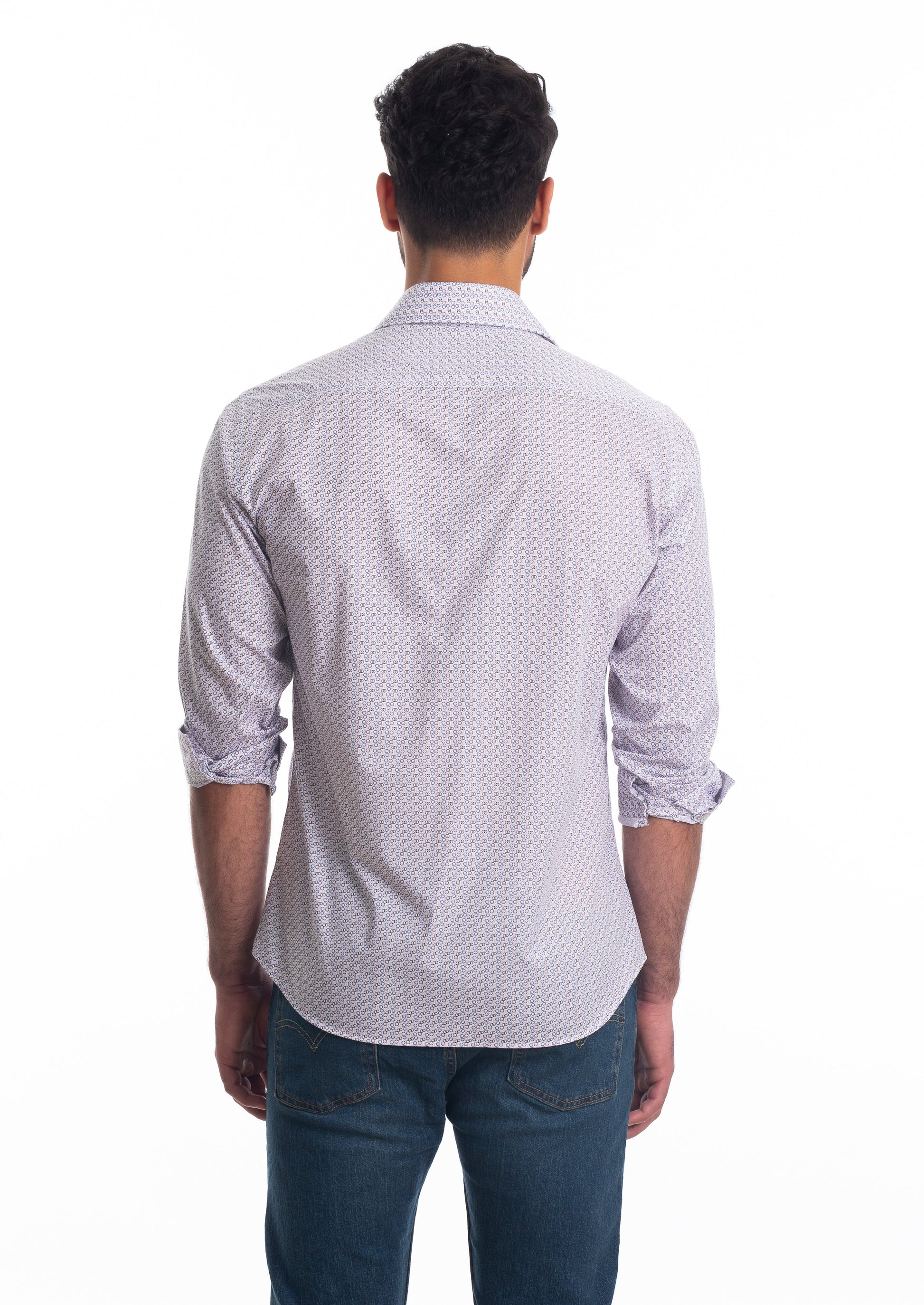 White Print Long Sleeve Shirt T-6800 Back