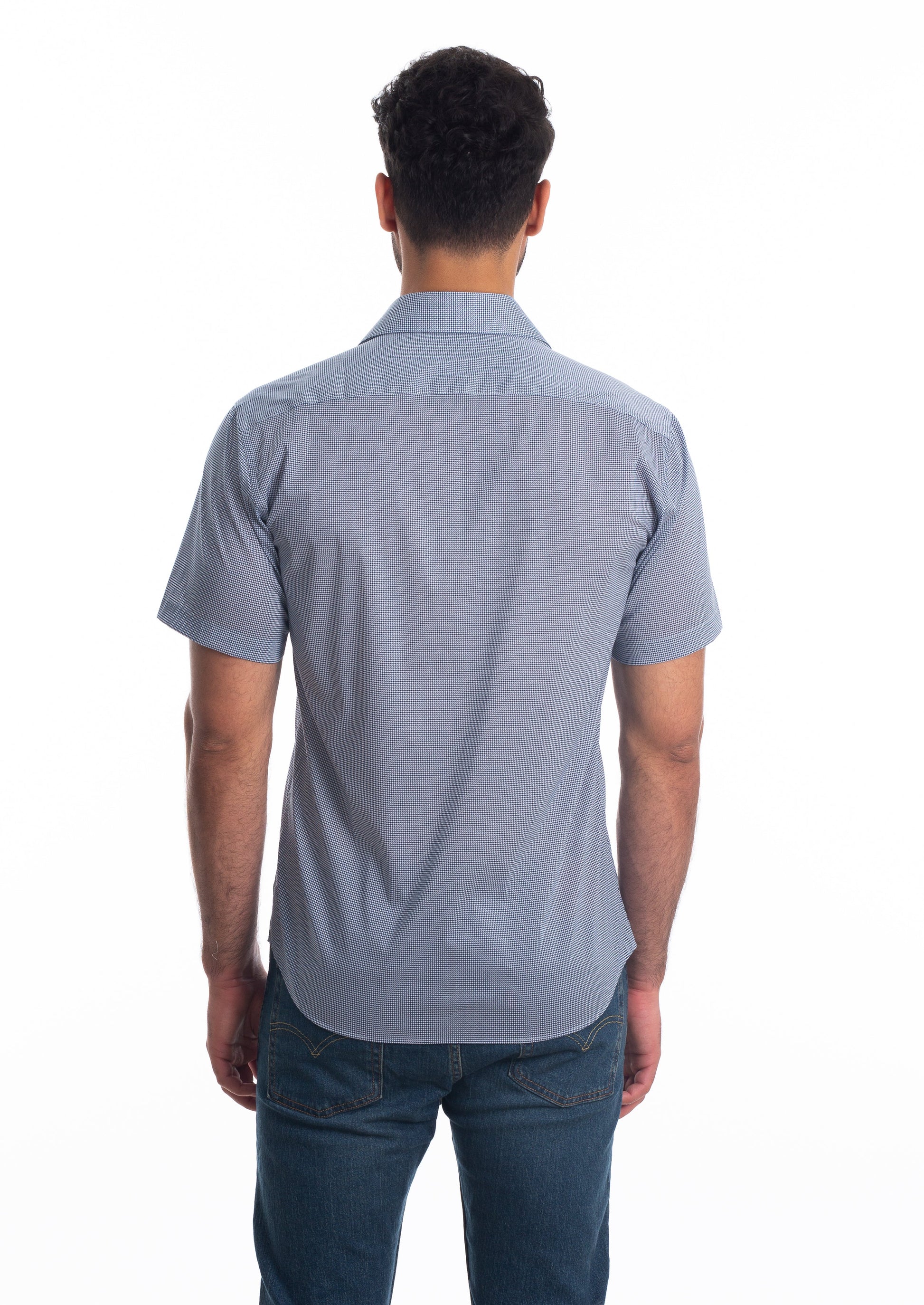 Navy Print Short Sleeve Shirt T-6802SS Back