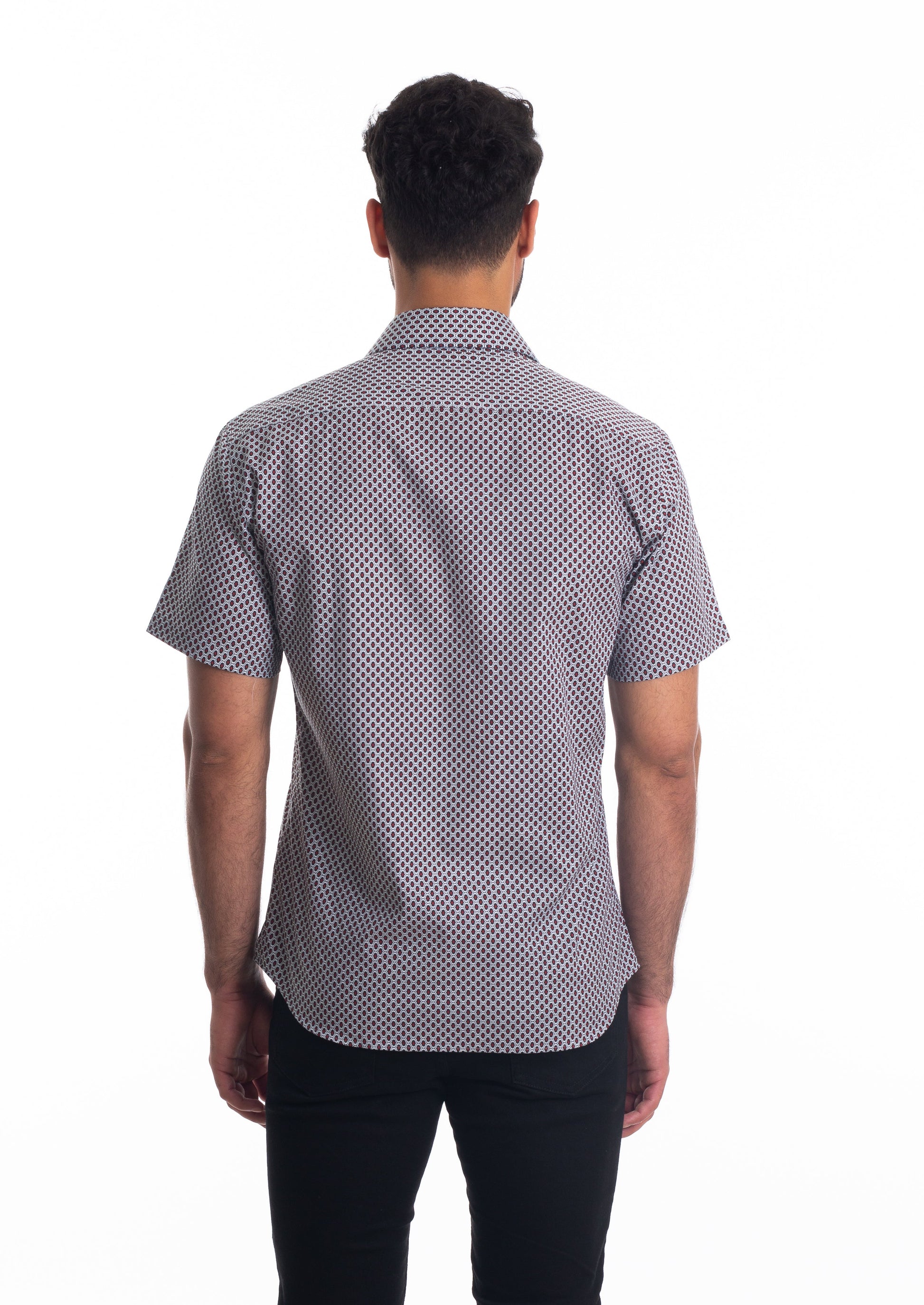 White + Red Short Sleeve Shirt T-6804SS Back