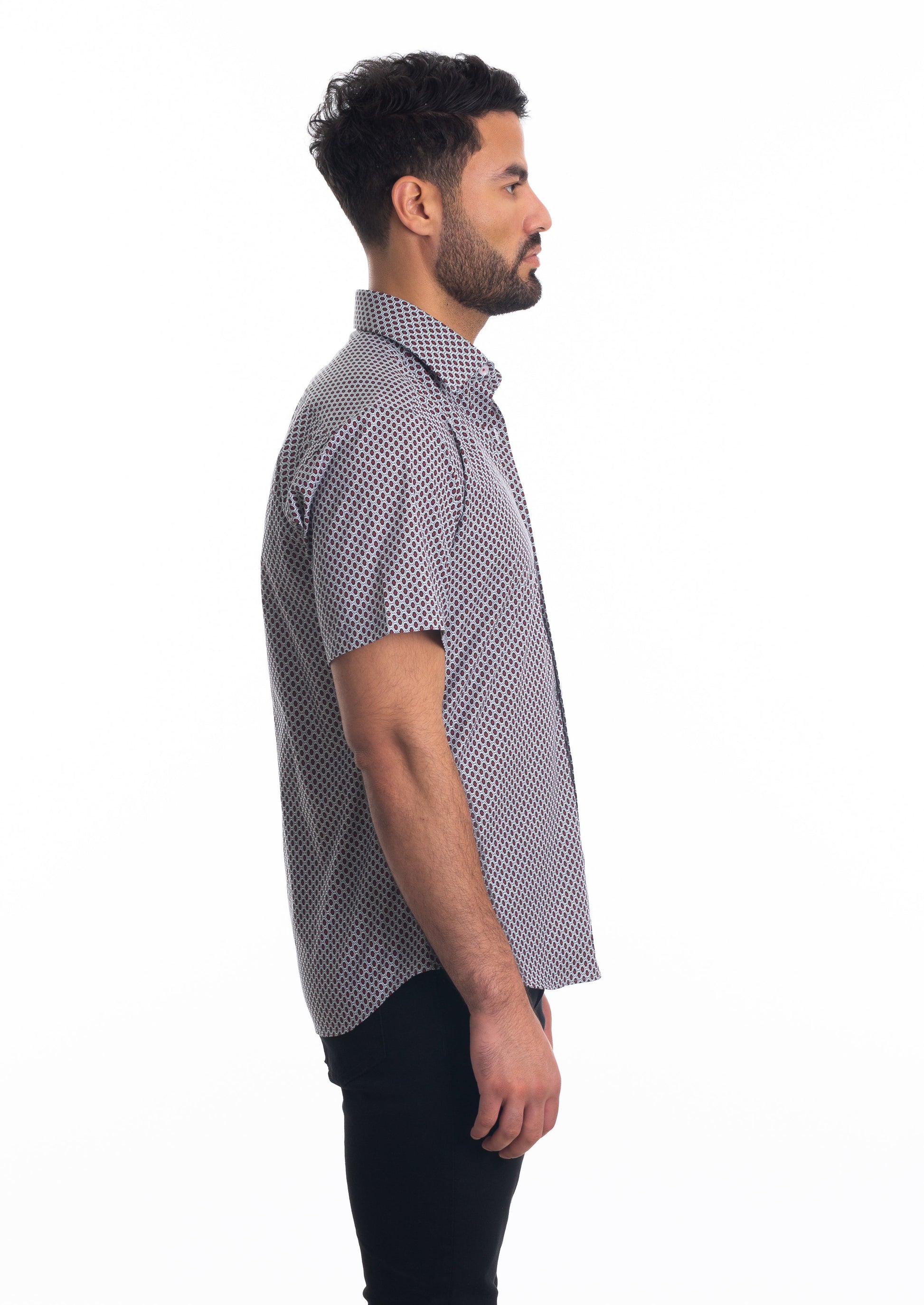 White + Red Short Sleeve Shirt T-6804SS Side