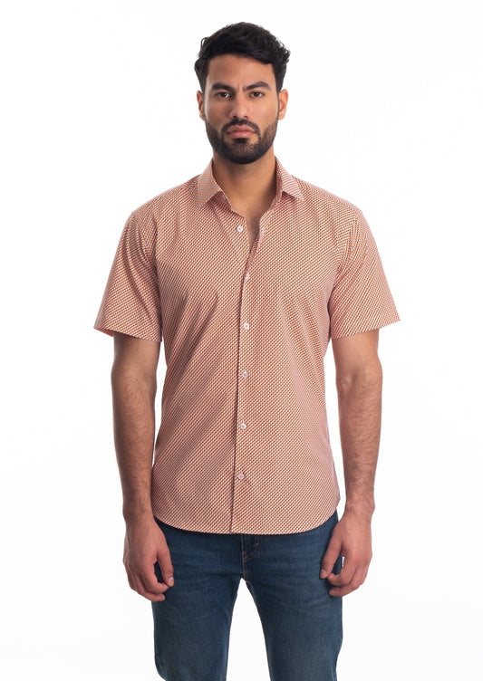 White + Orange Short Sleeve Shirt T-6805SS Front