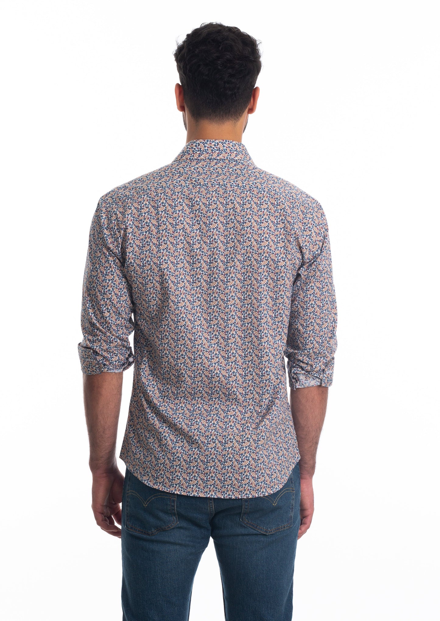 White Floral Long Sleeve Shirt T-6809 Back