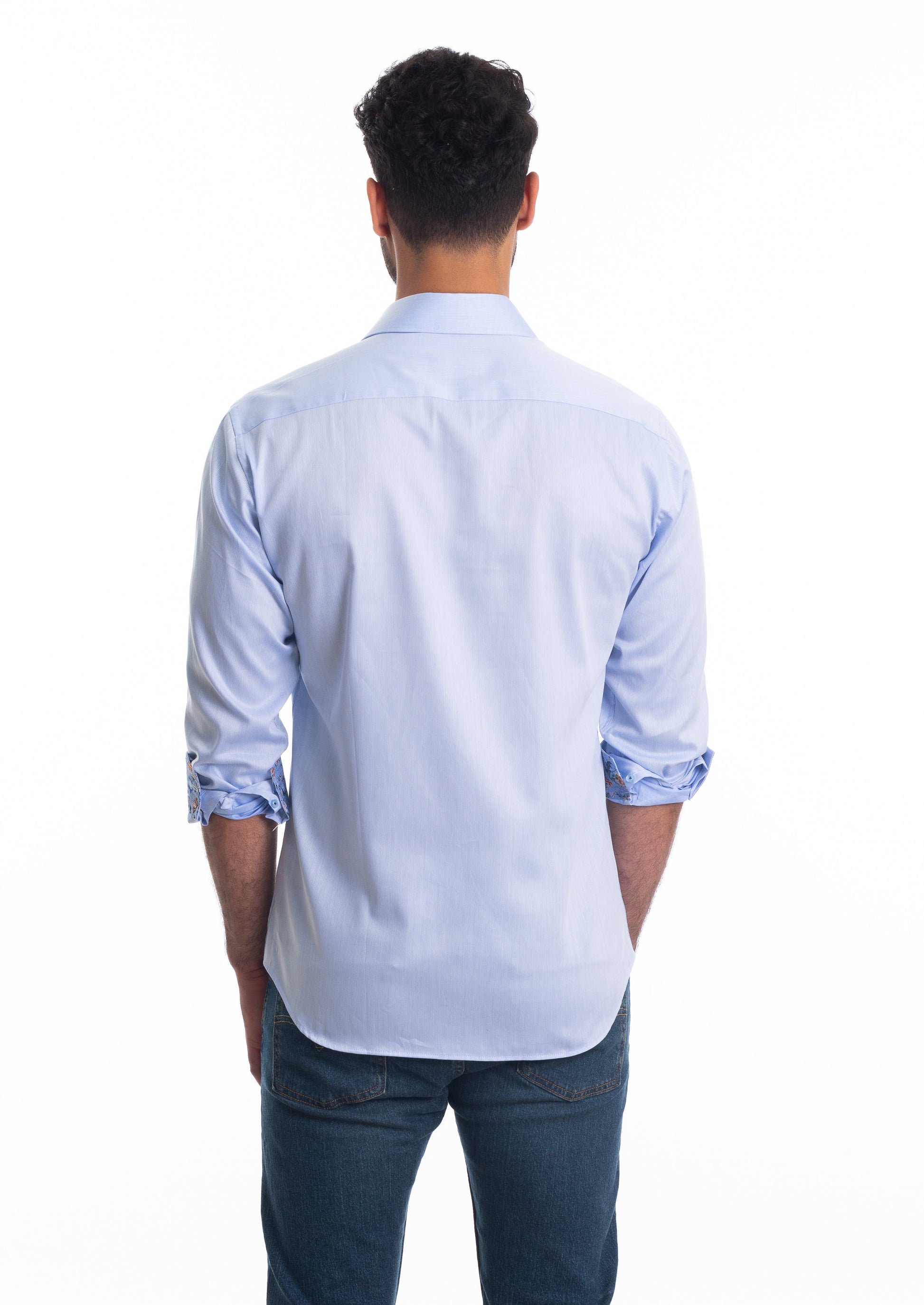 Blue Print Long Sleeve Shirt T-6815 Back