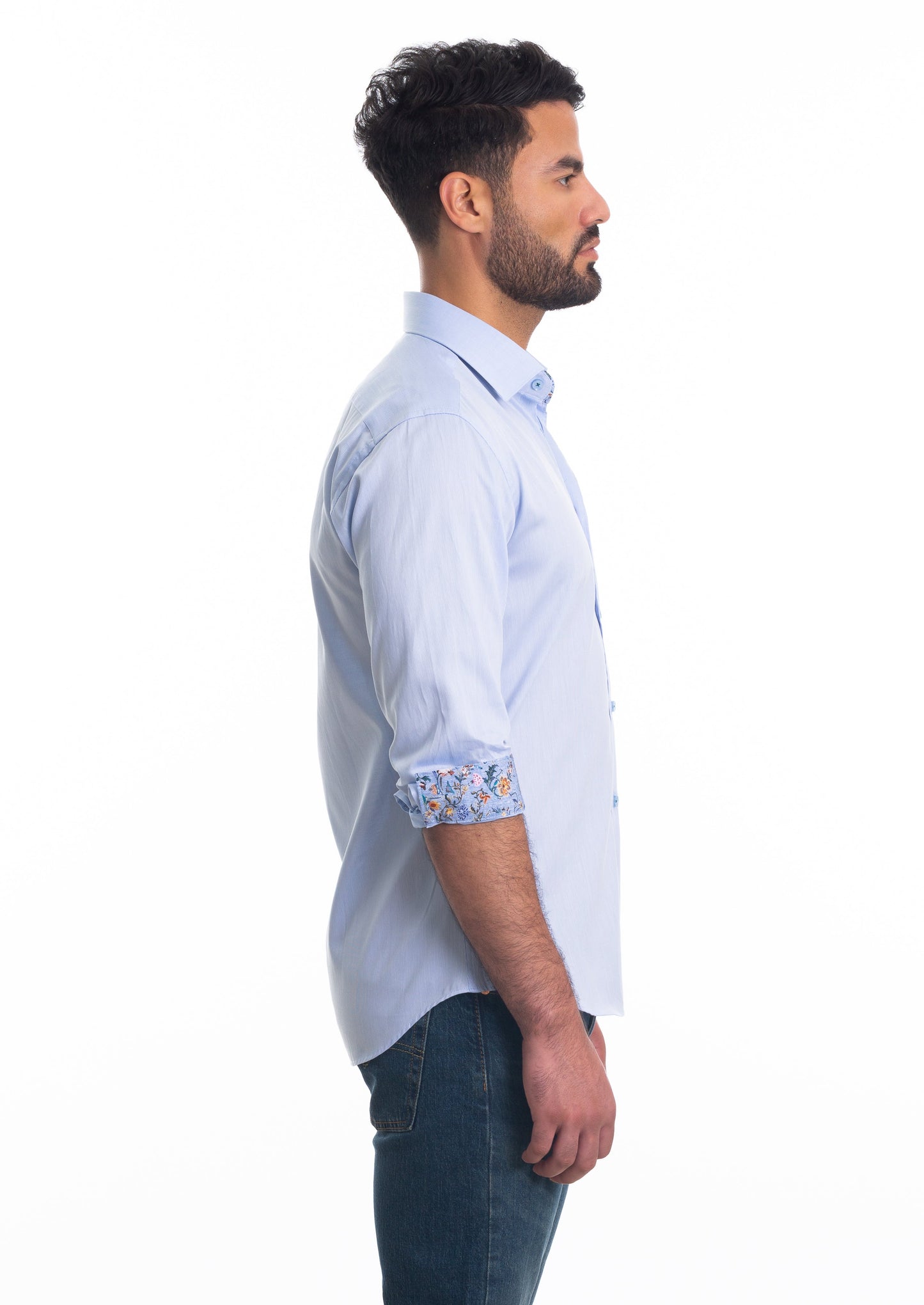 Blue Print Long Sleeve Shirt T-6815 Side