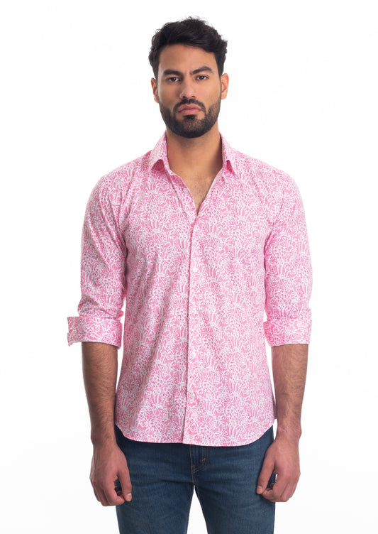 Pink Paisley Long Sleeve Shirt T-6816 Front
