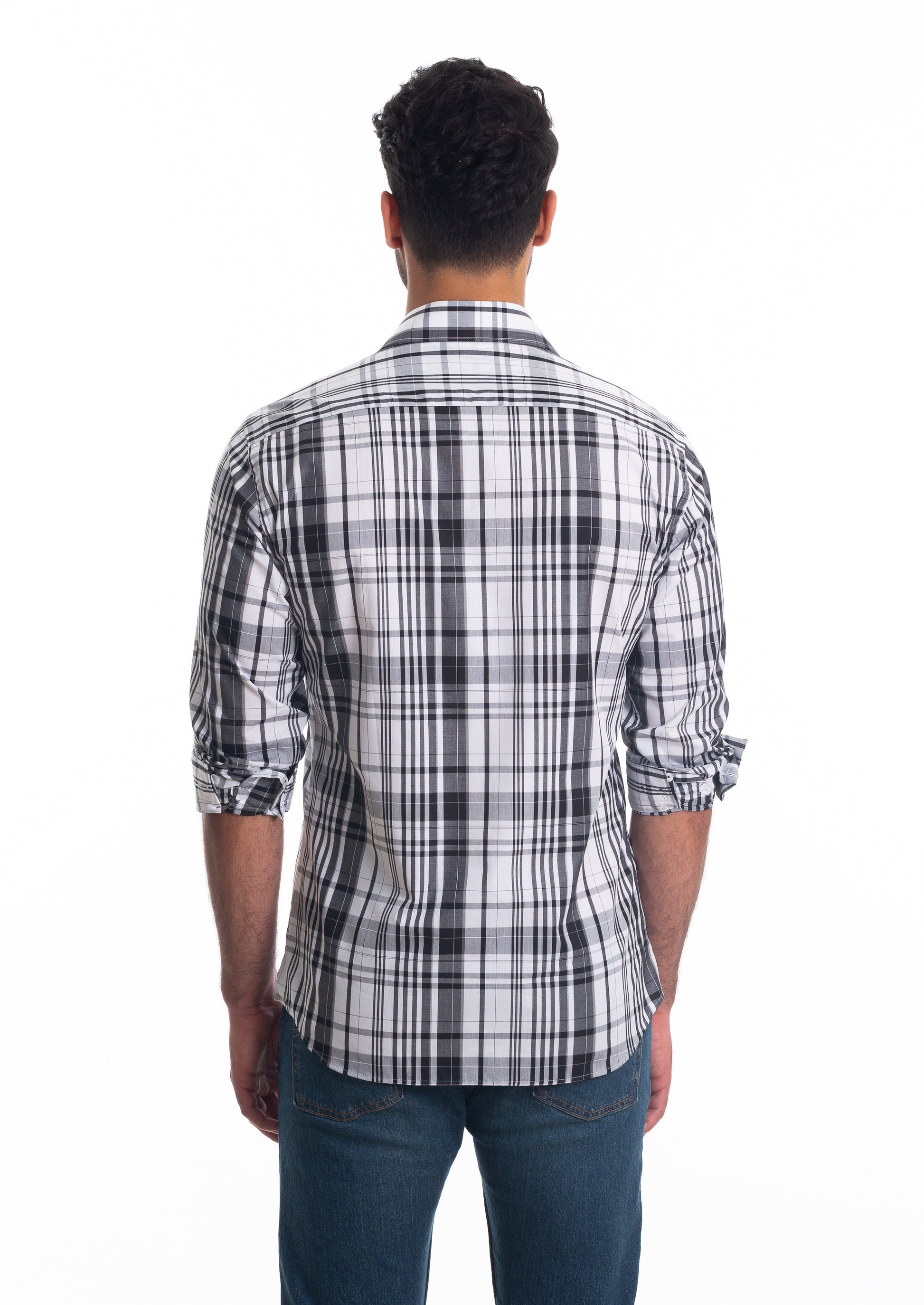 Black Check Long Sleeve Shirt T-6825 Back