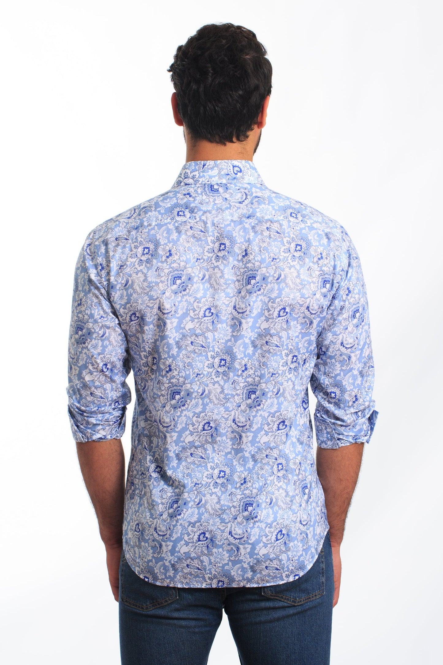 Pastel Blue Long Sleeve Shirt T-6832 Back