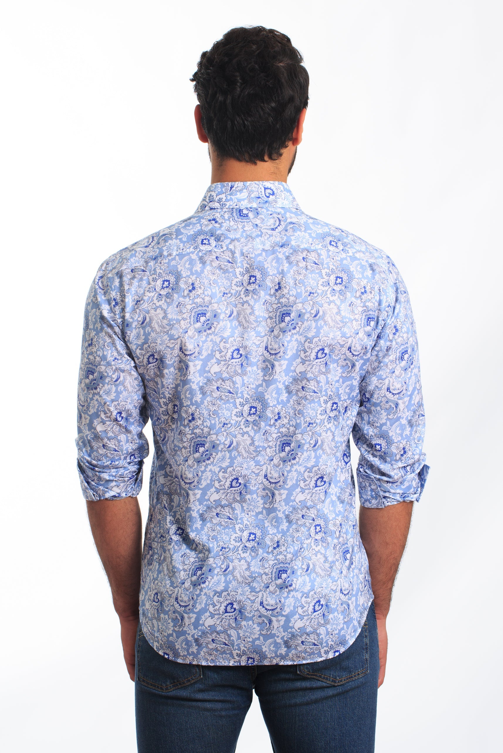 Pastel Blue Long Sleeve Shirt T-6832 Back