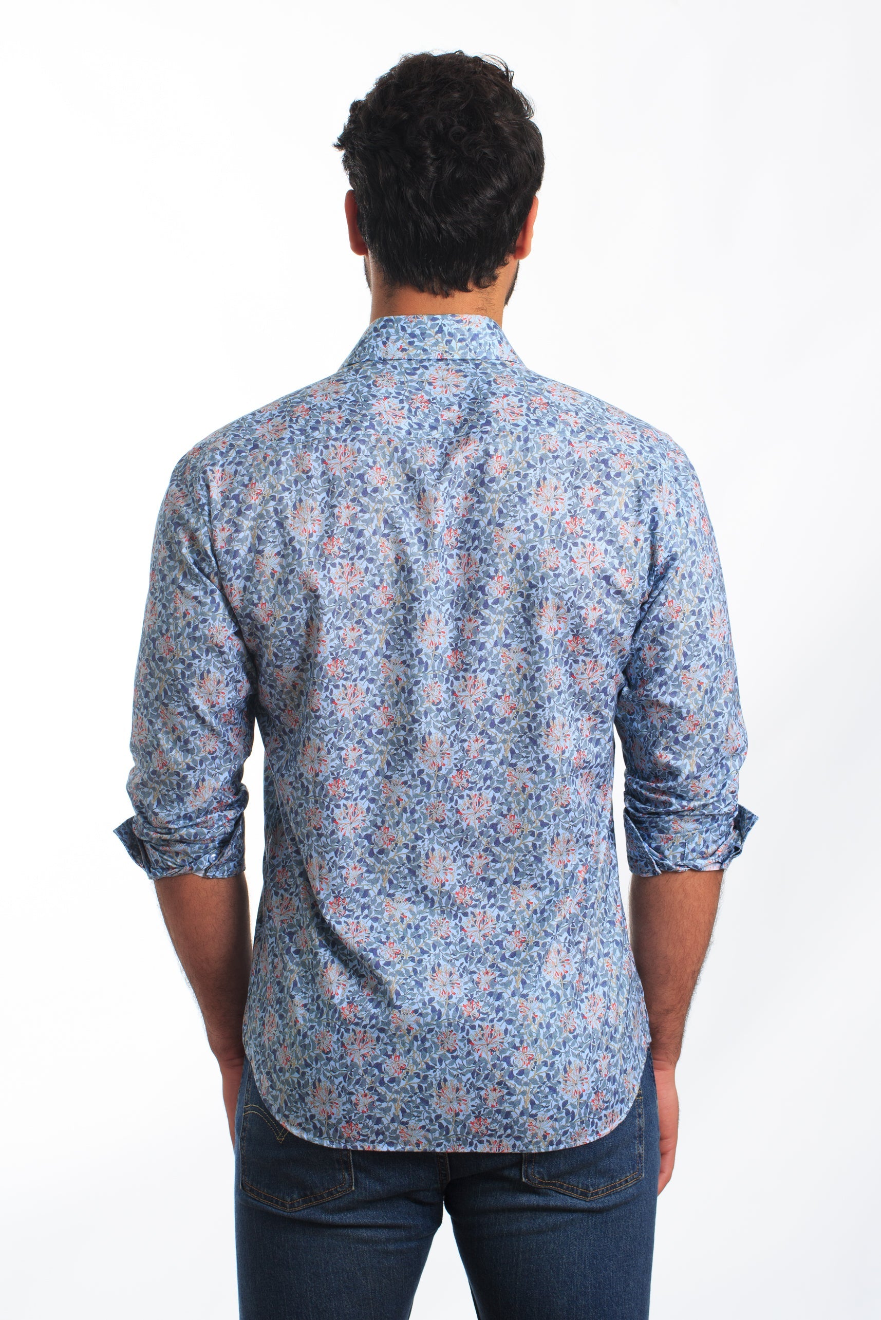 Blue Long Sleeve Shirt T-6834 Back