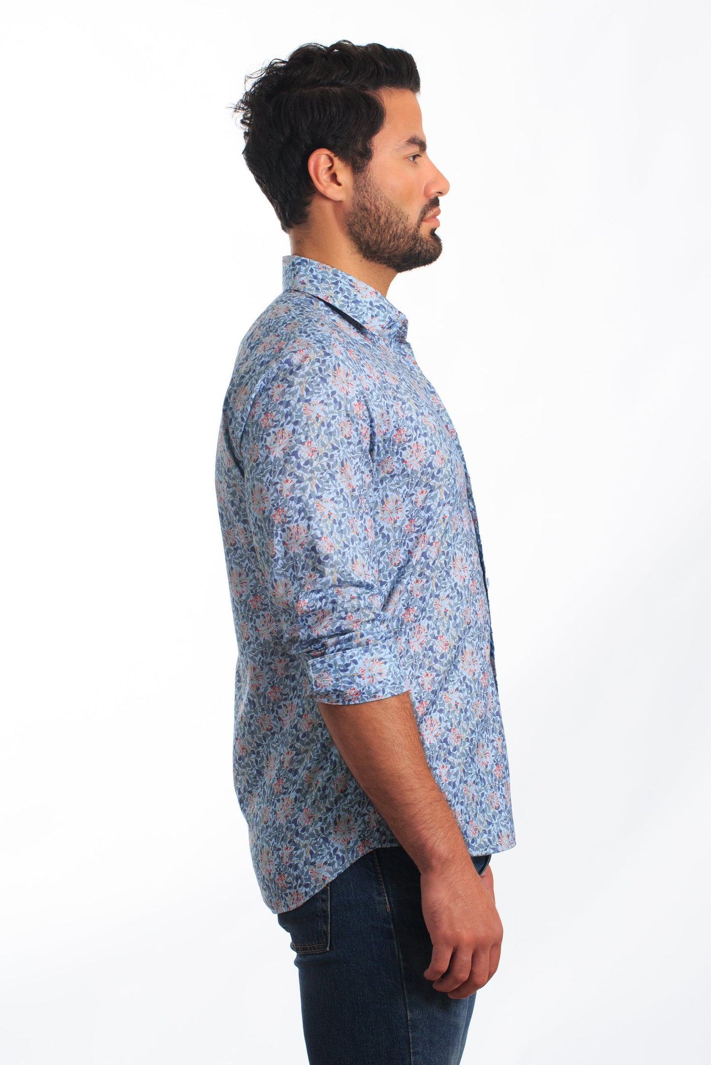 Blue Long Sleeve Shirt T-6834 Side