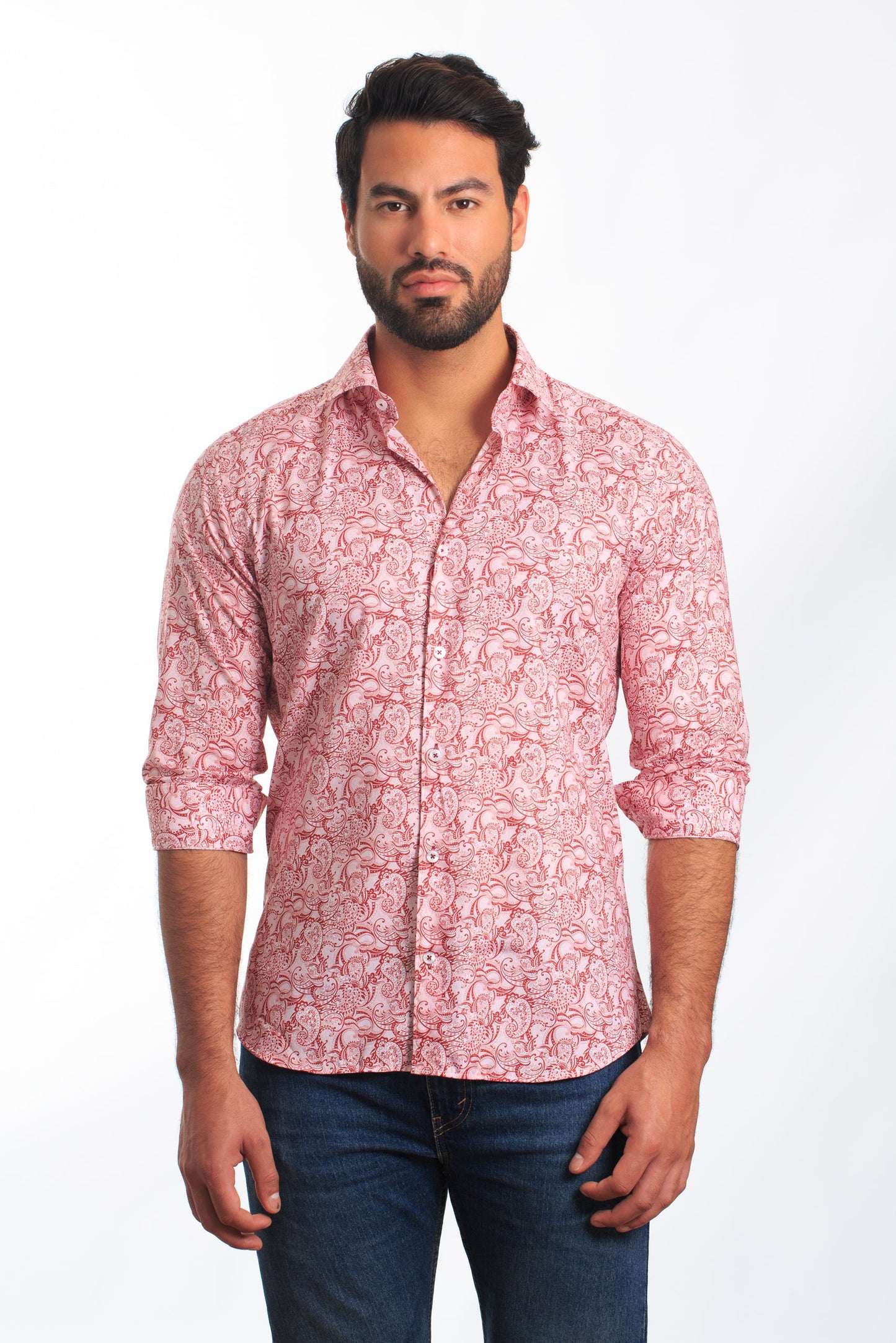 Maroon Long Sleeve Shirt T-6837 Front