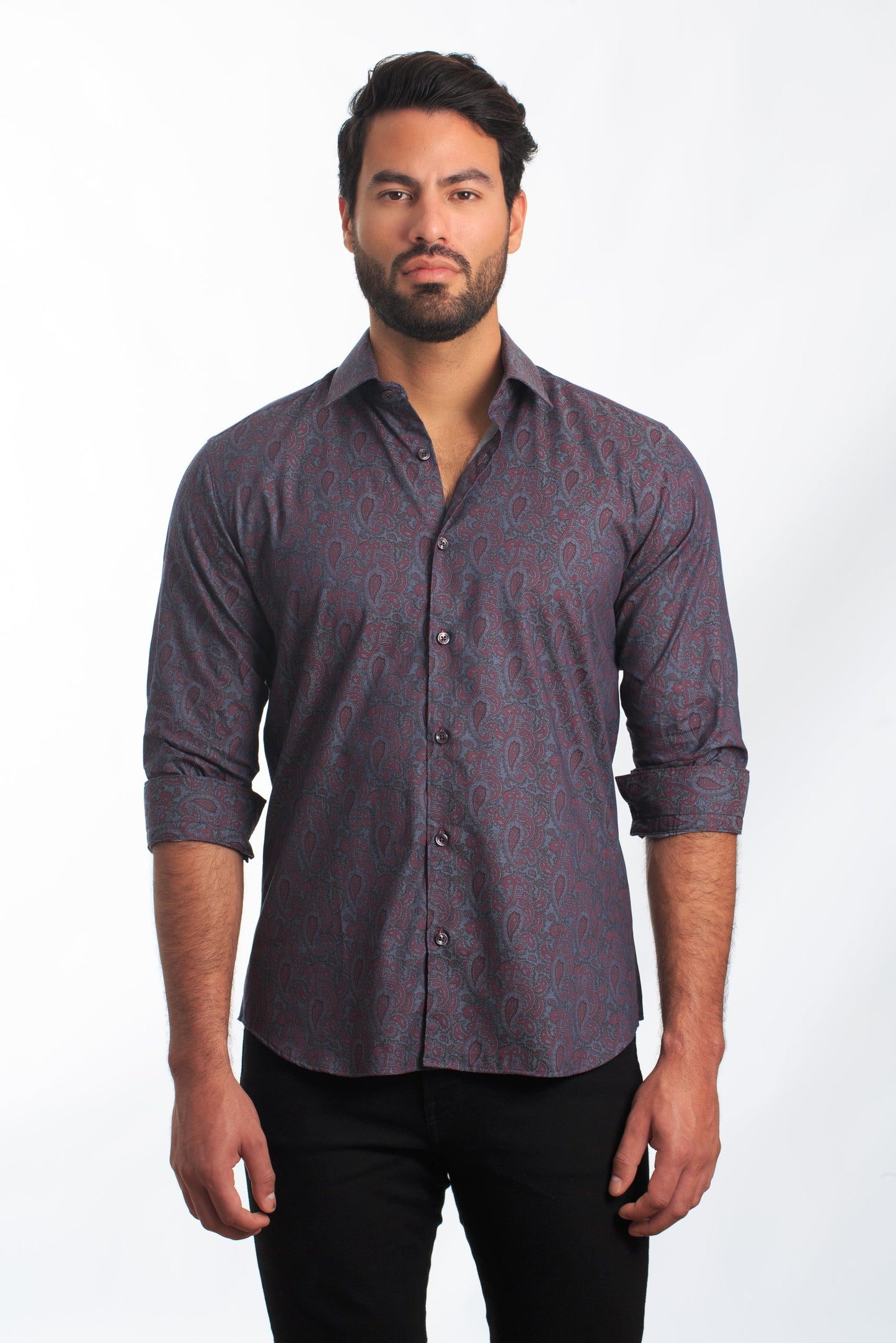 Slate Chambray Long Sleeve Shirt T-6839 Front