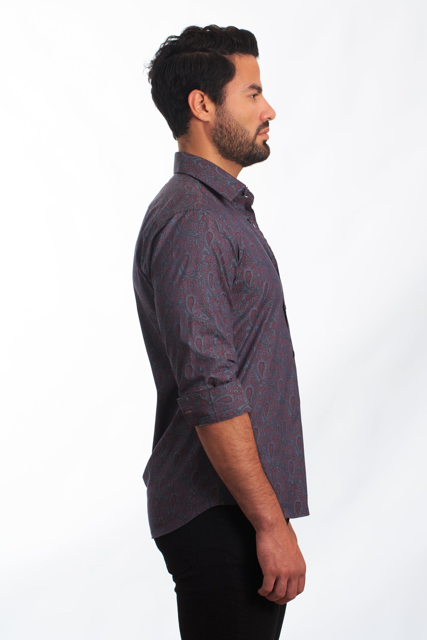 Slate Chambray Long Sleeve Shirt T-6839 Side