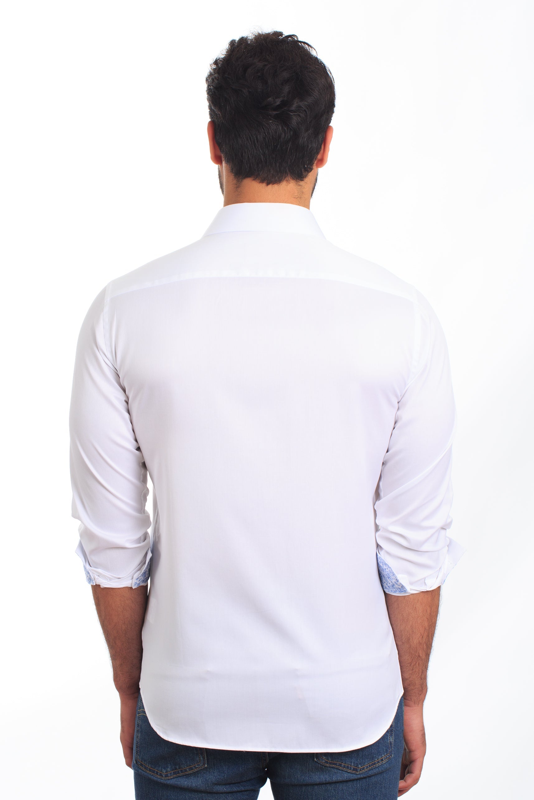 White Long Sleeve Shirt T-6843 Back