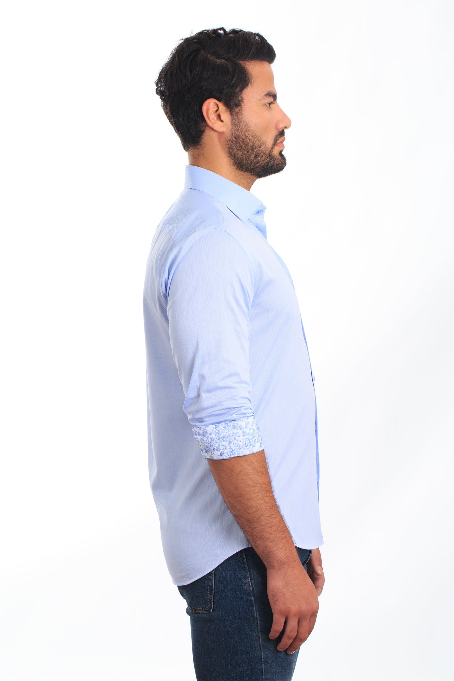 Navy Long Sleeve Shirt T-6844 Side