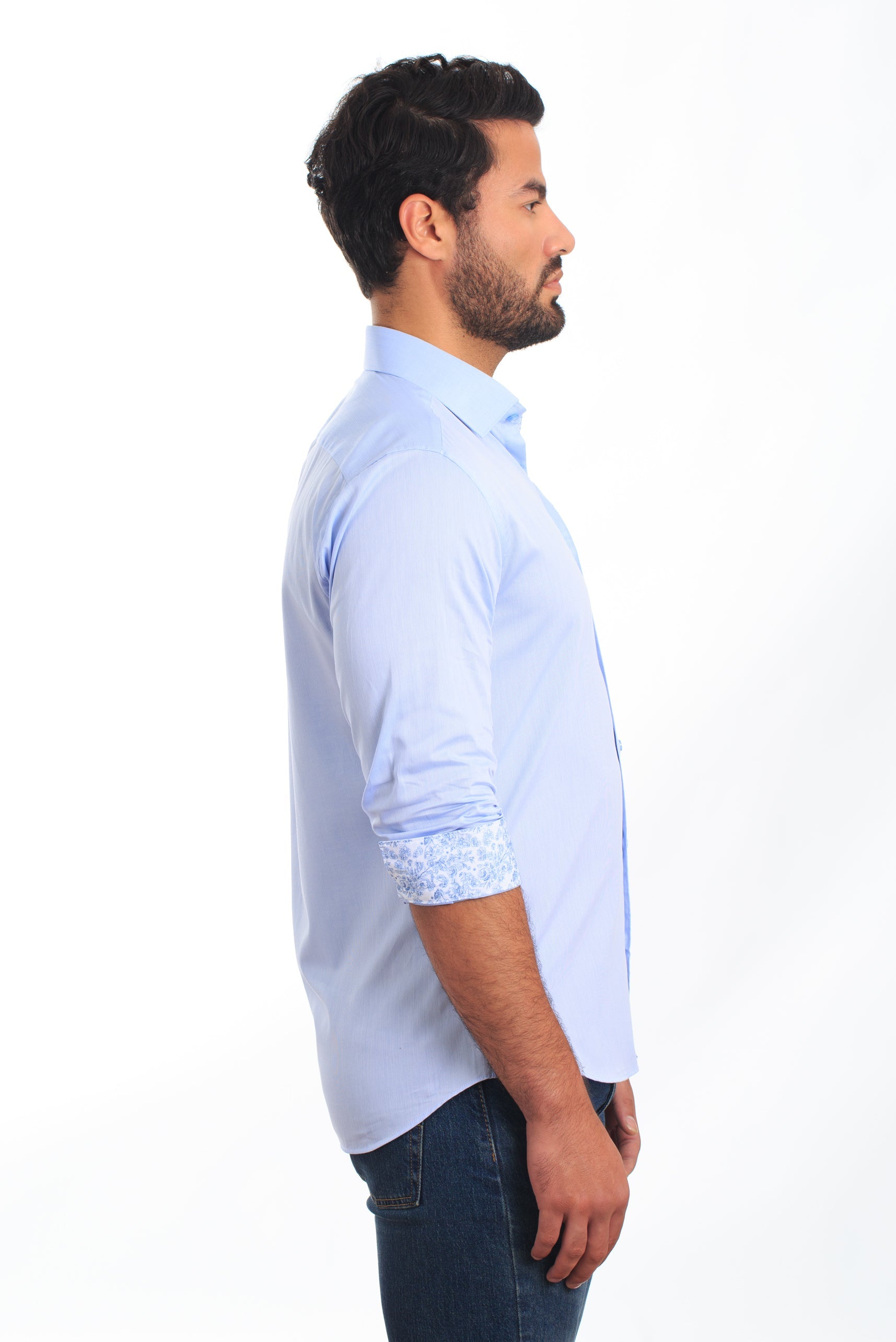 Navy Long Sleeve Shirt T-6844 Side