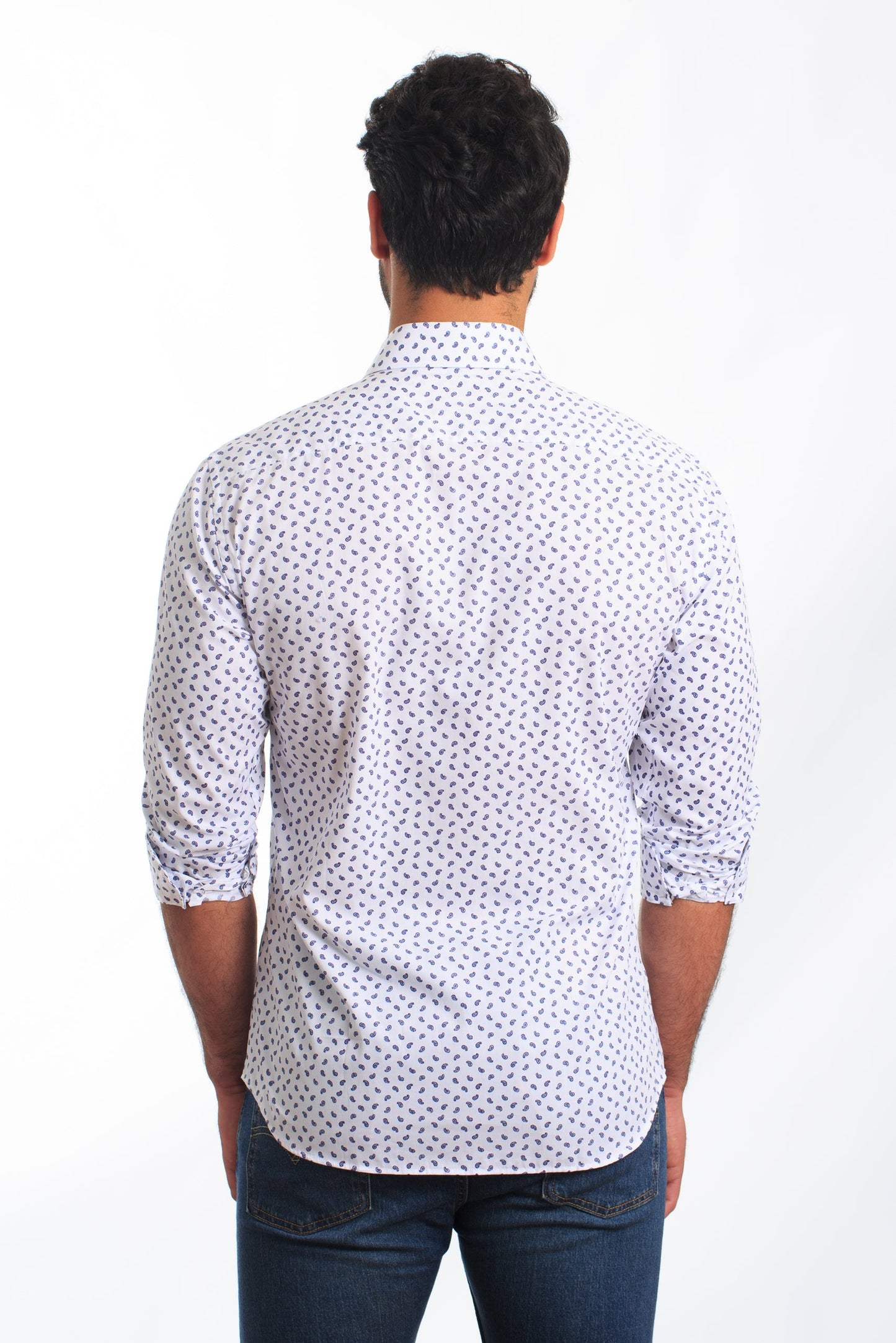 White Long Sleeve Shirt T-6851 Back