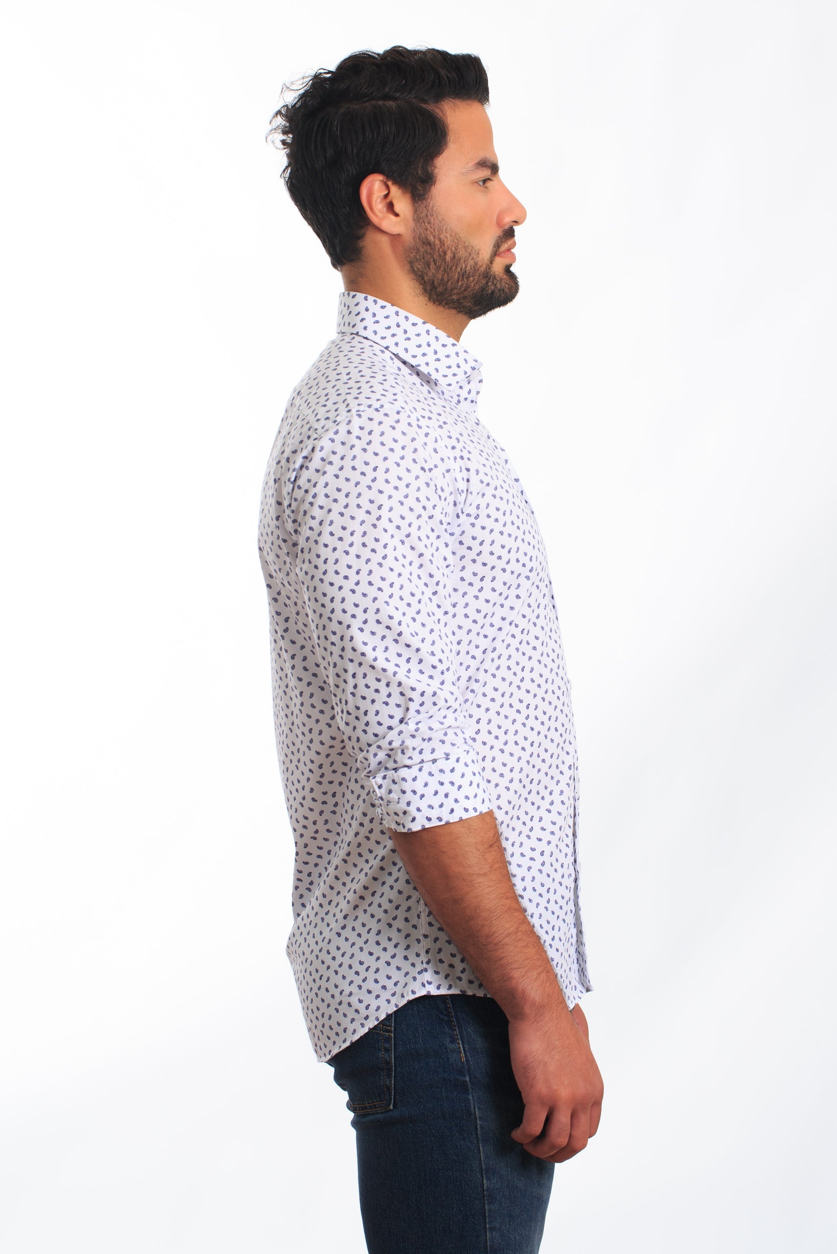 White Long Sleeve Shirt T-6851 Side